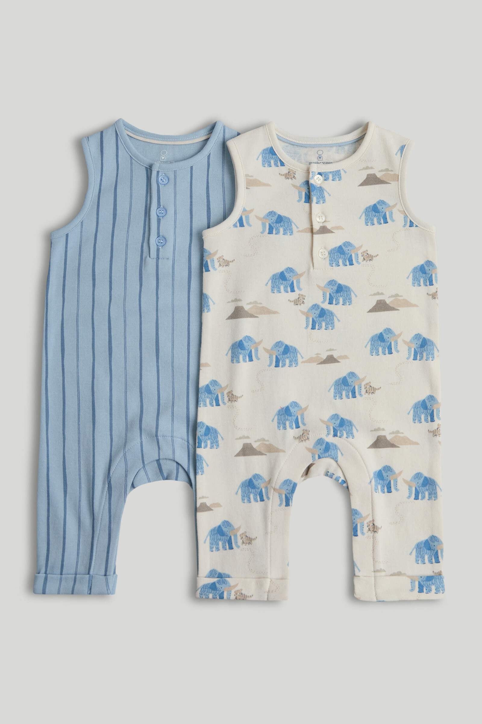 Mothercare My First Boy Printed Sleeveless Romper - Pack of 2 - Multi
