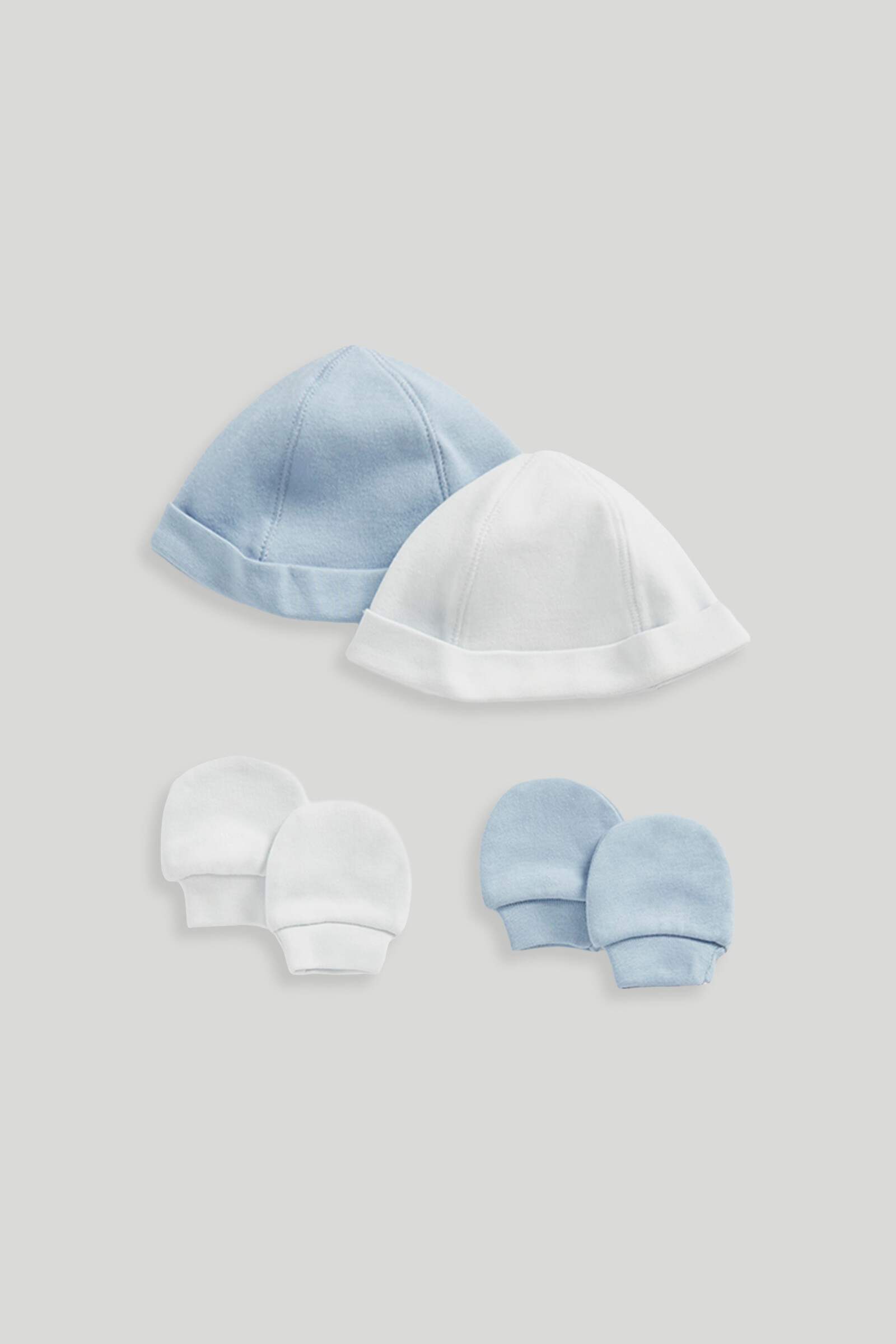 Mothercare Baby Boys 4-Piece Hats and Mittens Set - Blue Multi