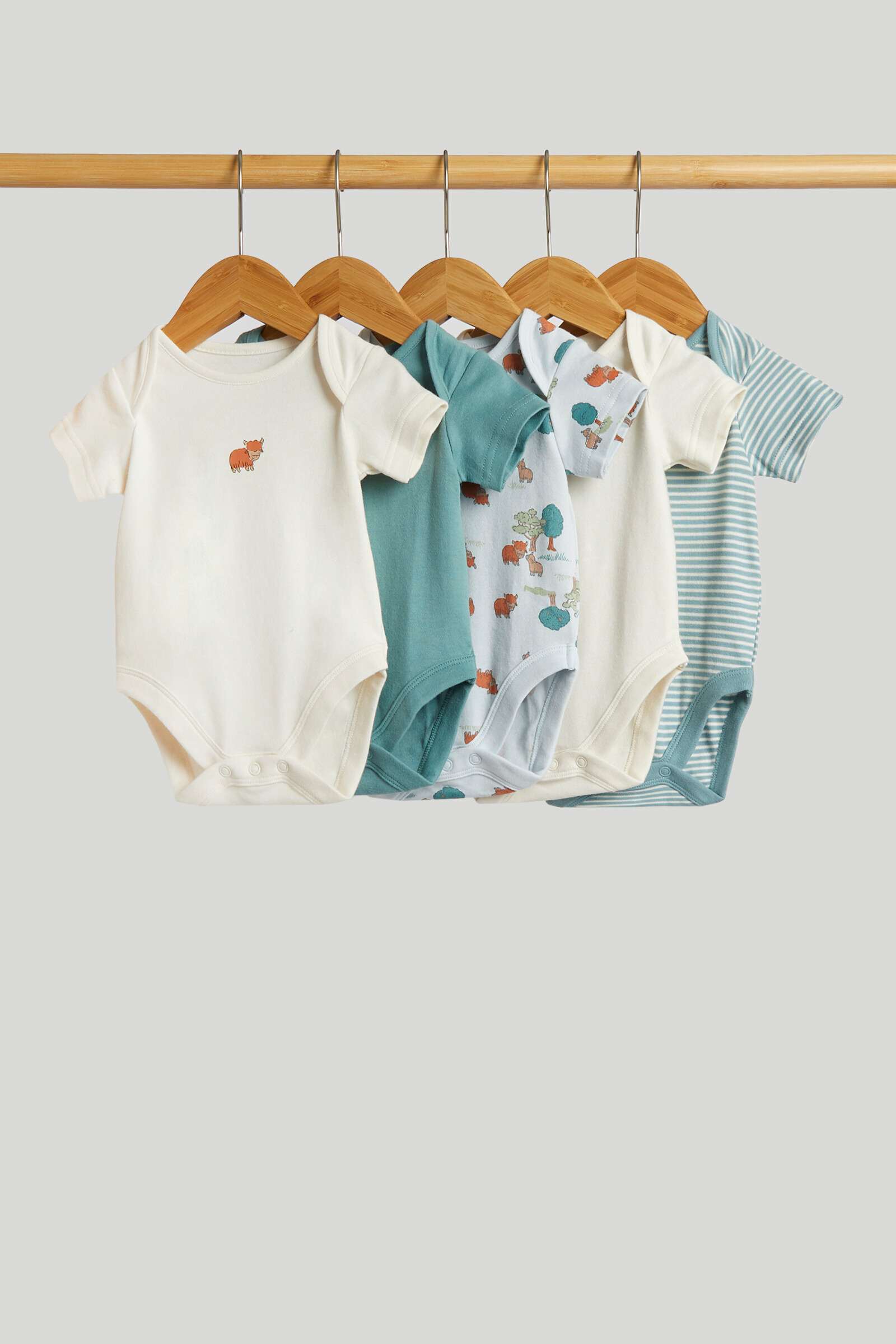 Mothercare Baby Boys Full Sleeves Bodysuit - Pack of 5 - Multi