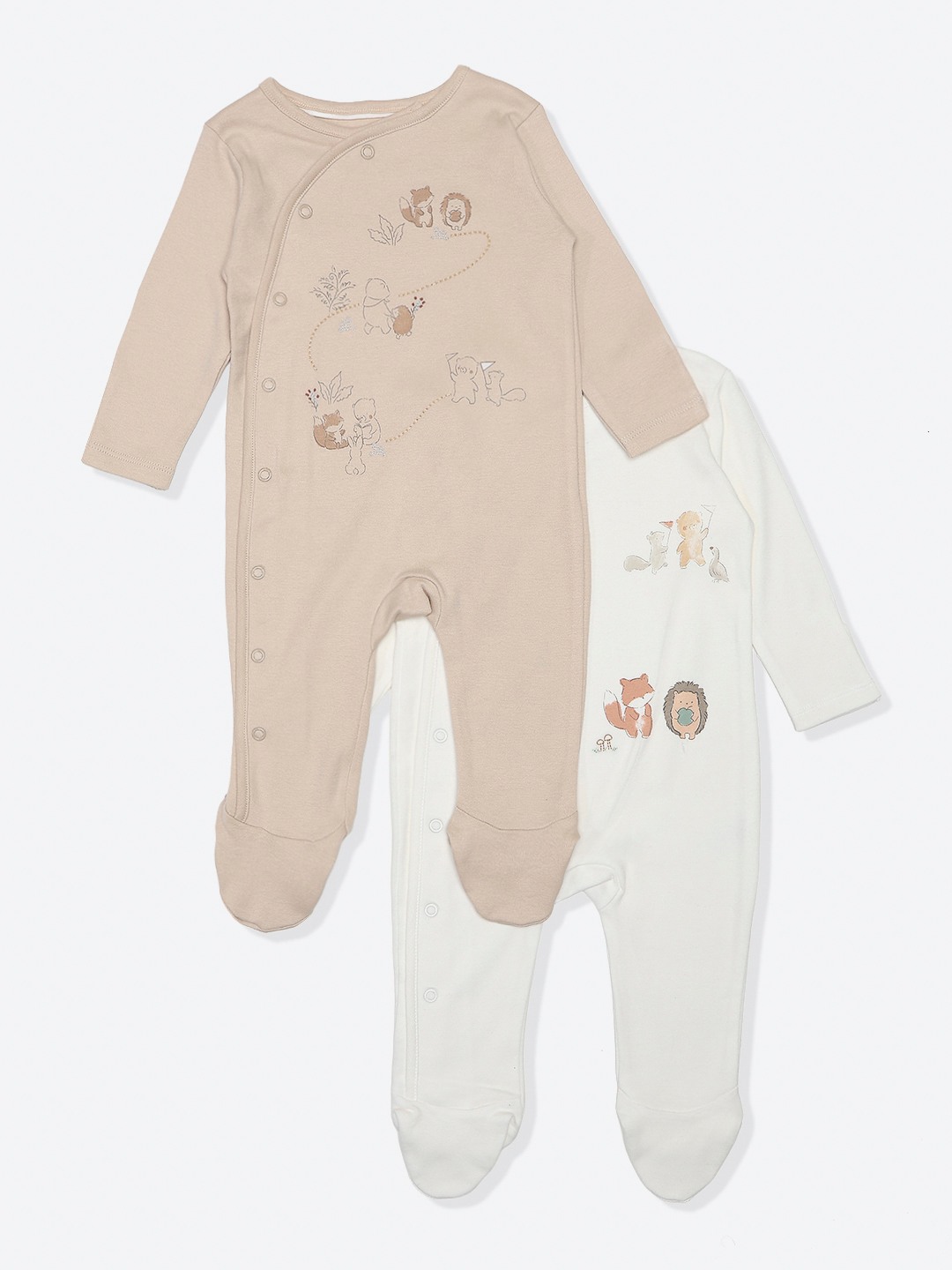 Mothercare Unisex Solid  Sleepsuit Pack of 2 - Multicolor