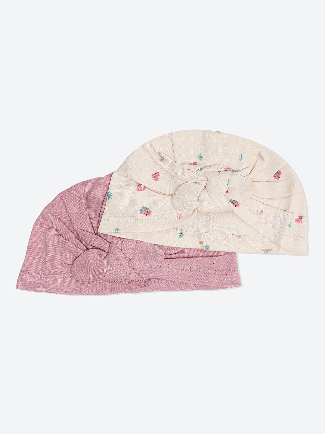 Mothercare Girls Solid Hats Pack of 2 -  Multicolor