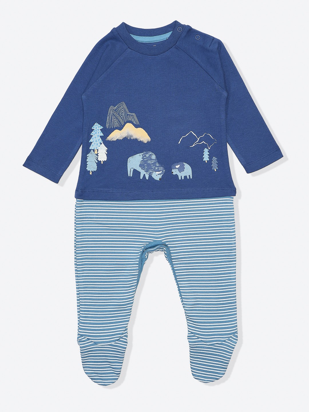 Mothercare Boys Printed Romper - Blue