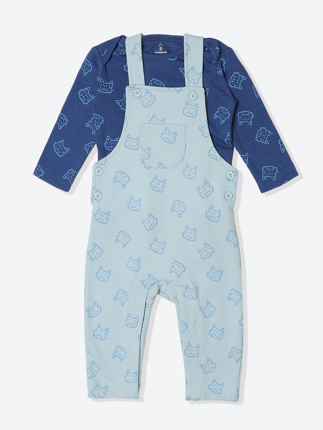 Mothercare Boys Printed Bodysuit & Dungaree Multicolor