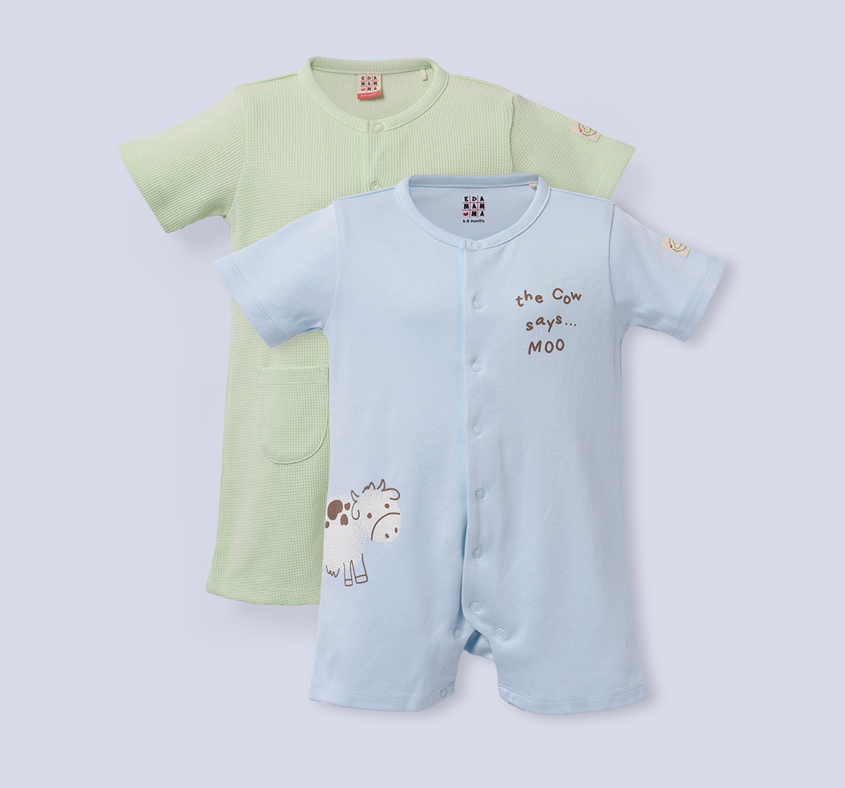Ed-a-Mamma Baby Boys Rompers Pack of 2 Multi
