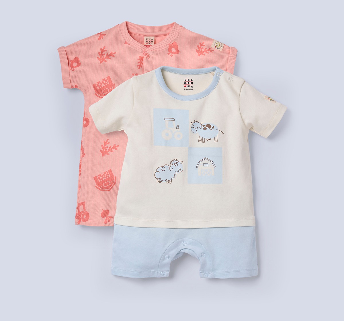 Ed-a-Mamma Baby Boys Rompers Pack of 2 Multi