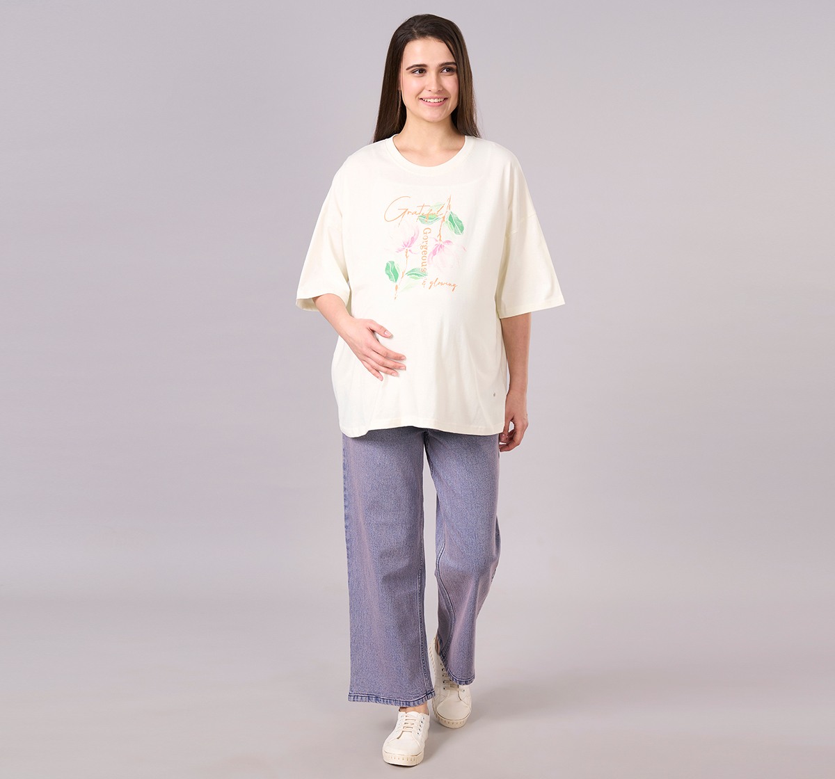 Maternity Clothing  Denim Solid Lilac