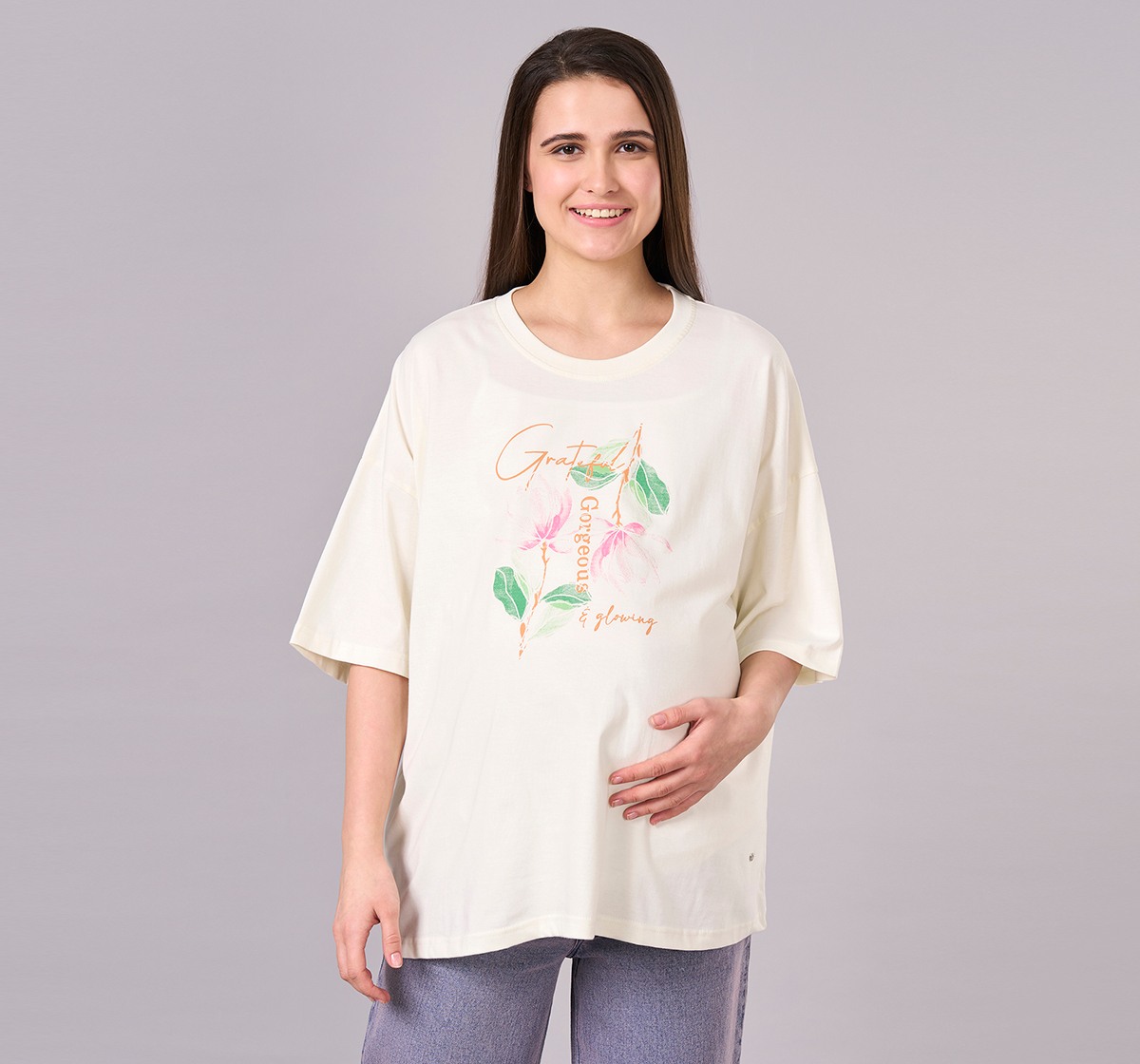 Maternity Clothing  T-Shirt Solid Off-White