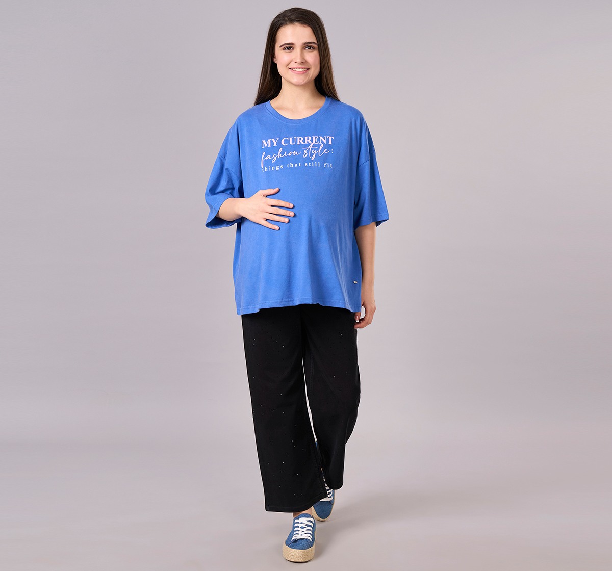 Maternity Clothing  T-Shirt Solid Blue