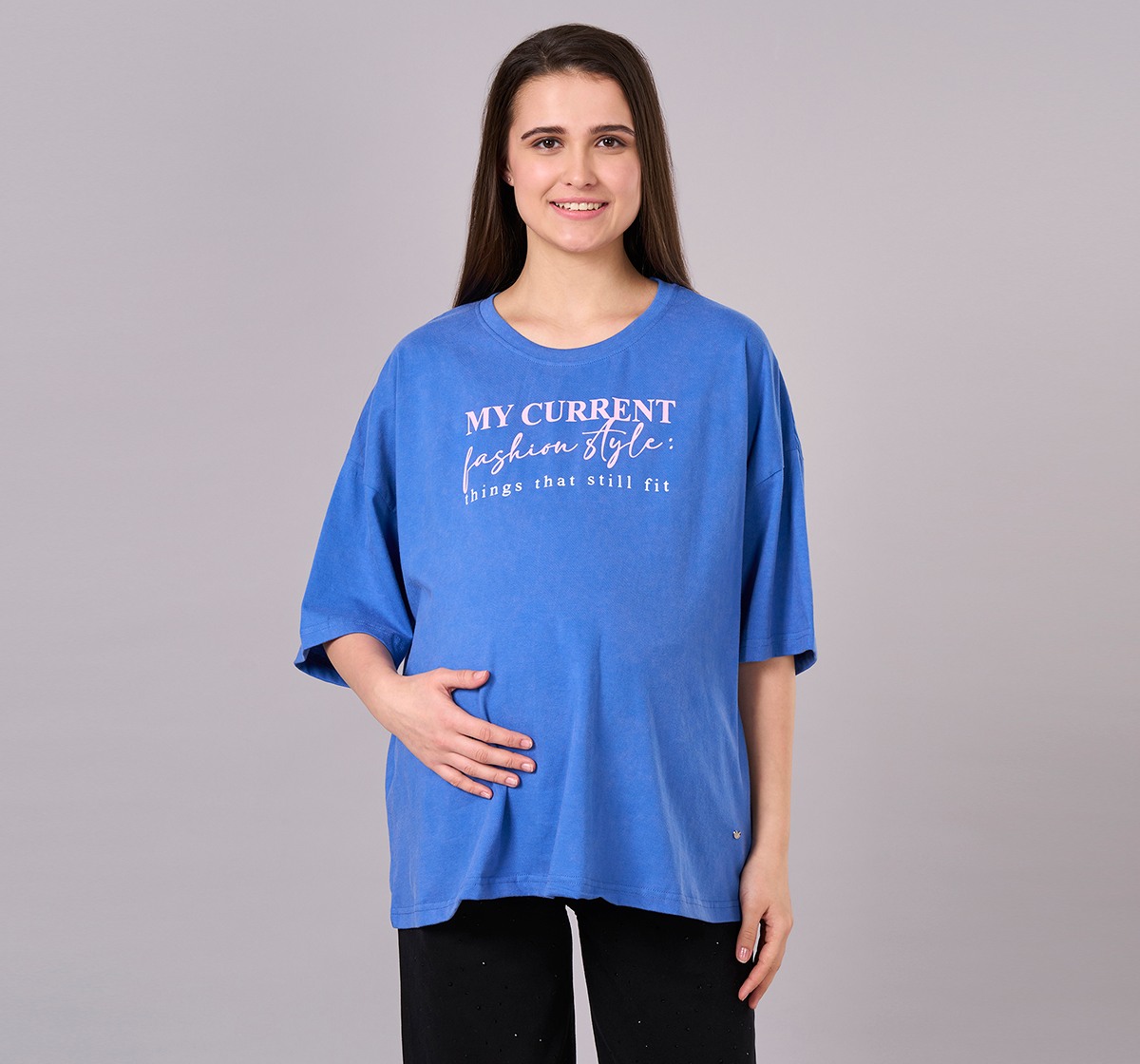Maternity Clothing  T-Shirt Solid Blue