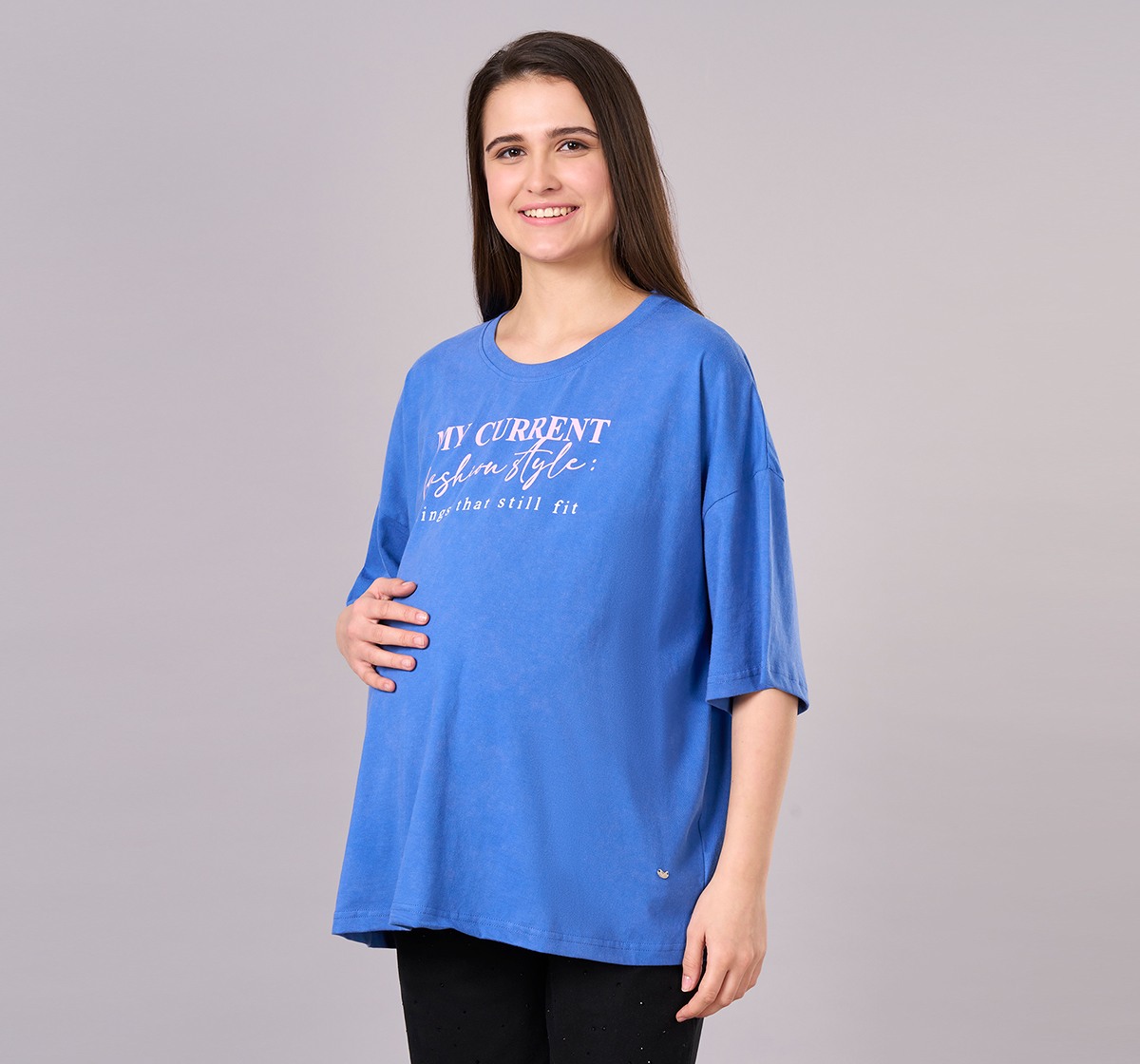 Maternity Clothing  T-Shirt Solid Blue