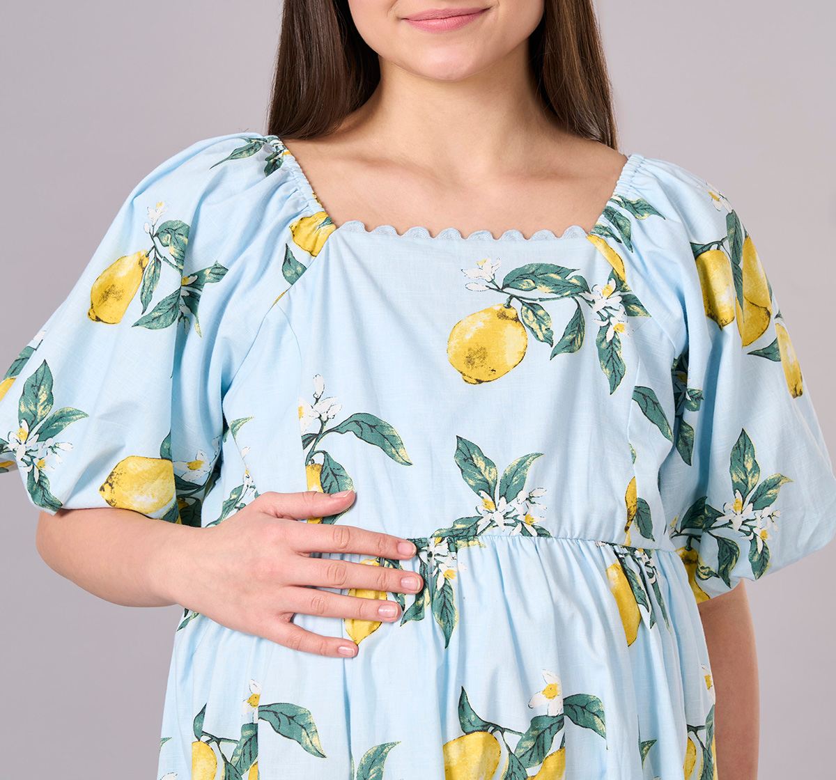 Maternity Clothing  Dress Printed Light Blue