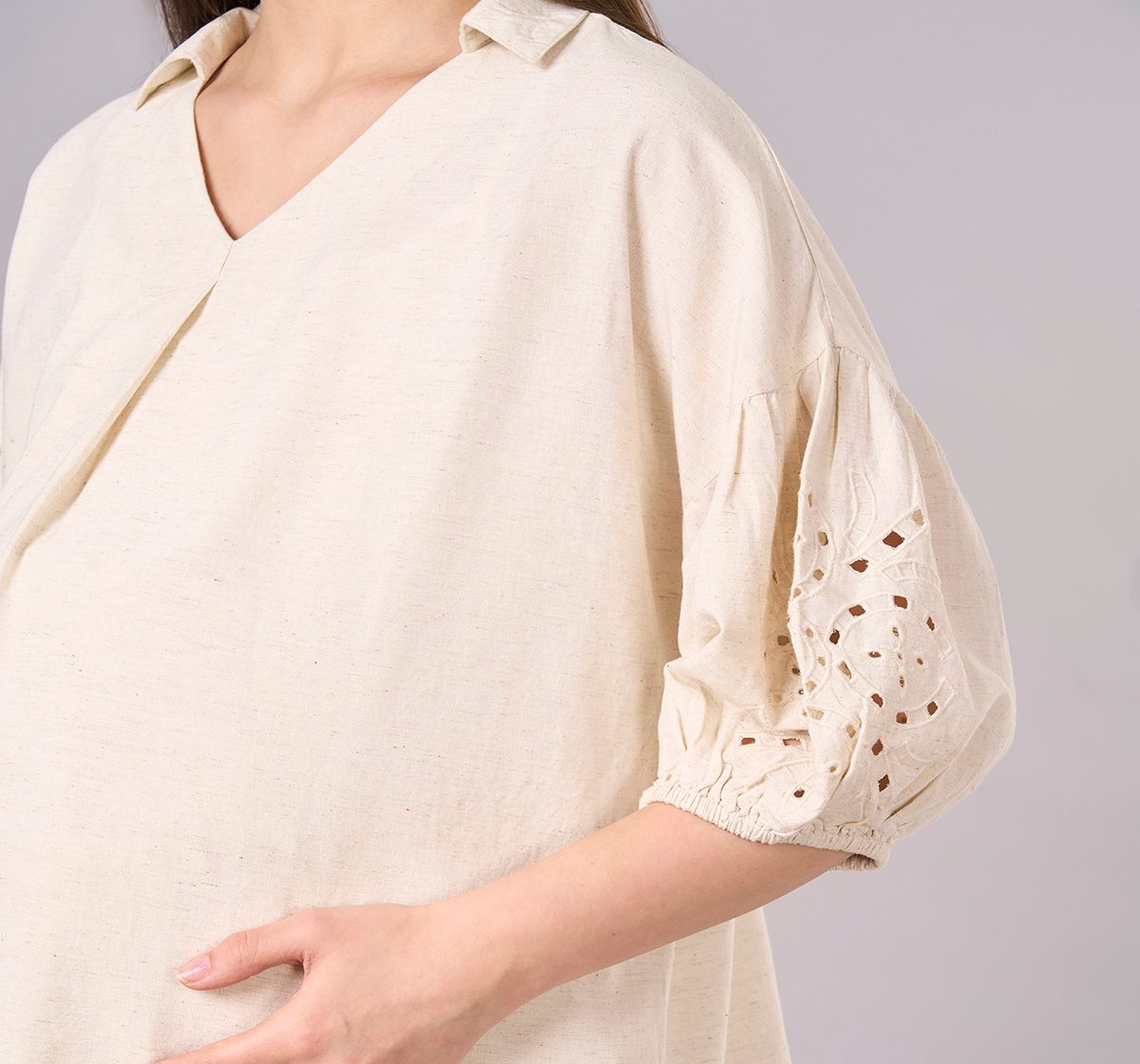 Maternity Clothing  Cord Set Solid Off-White