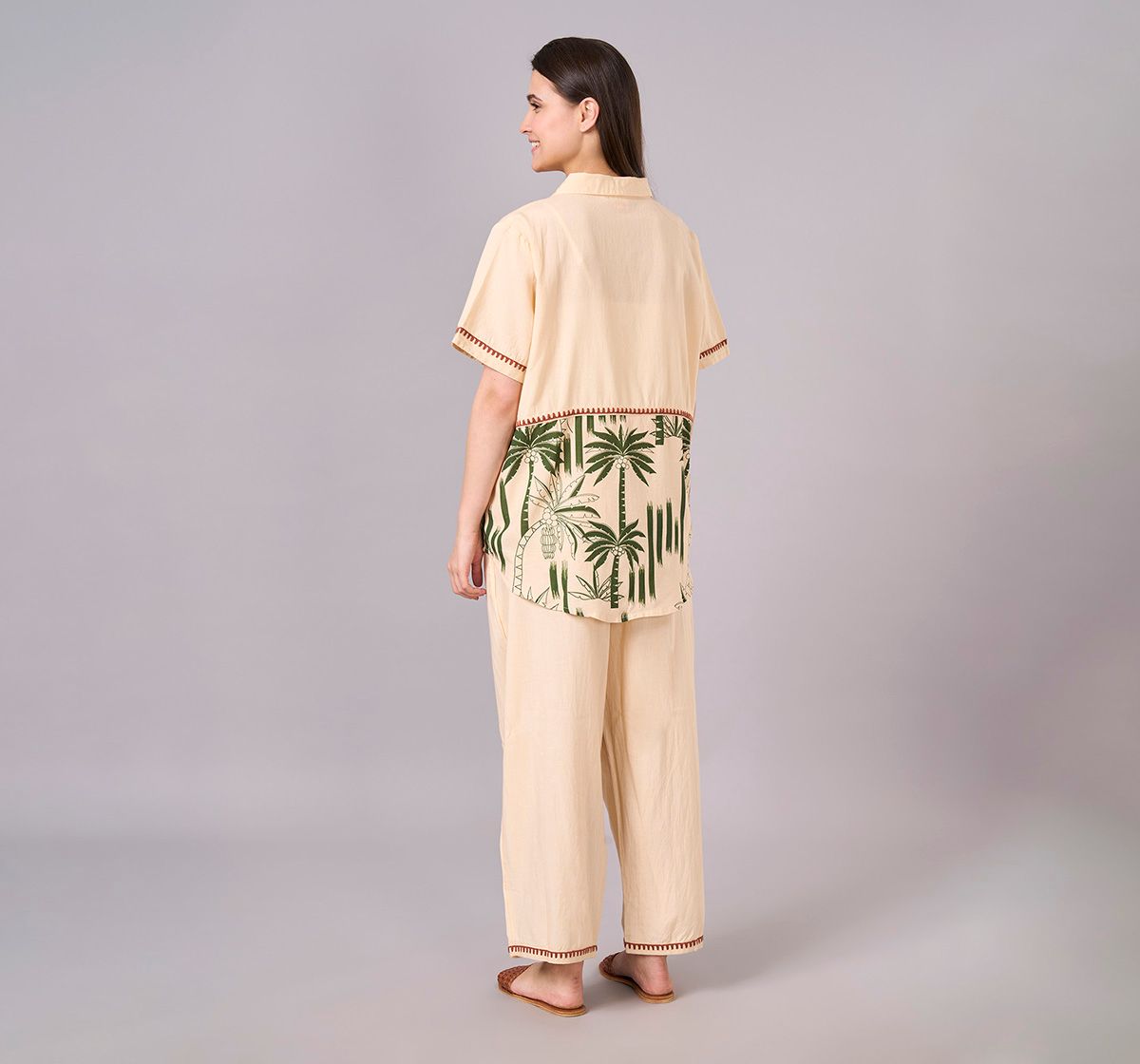 Maternity Clothing  Cord Set Printed Beige