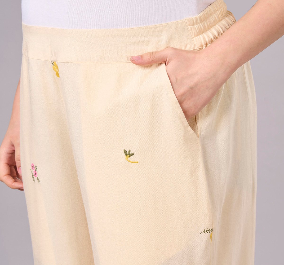 Maternity Clothing  Cord Set Embroidered Off-White