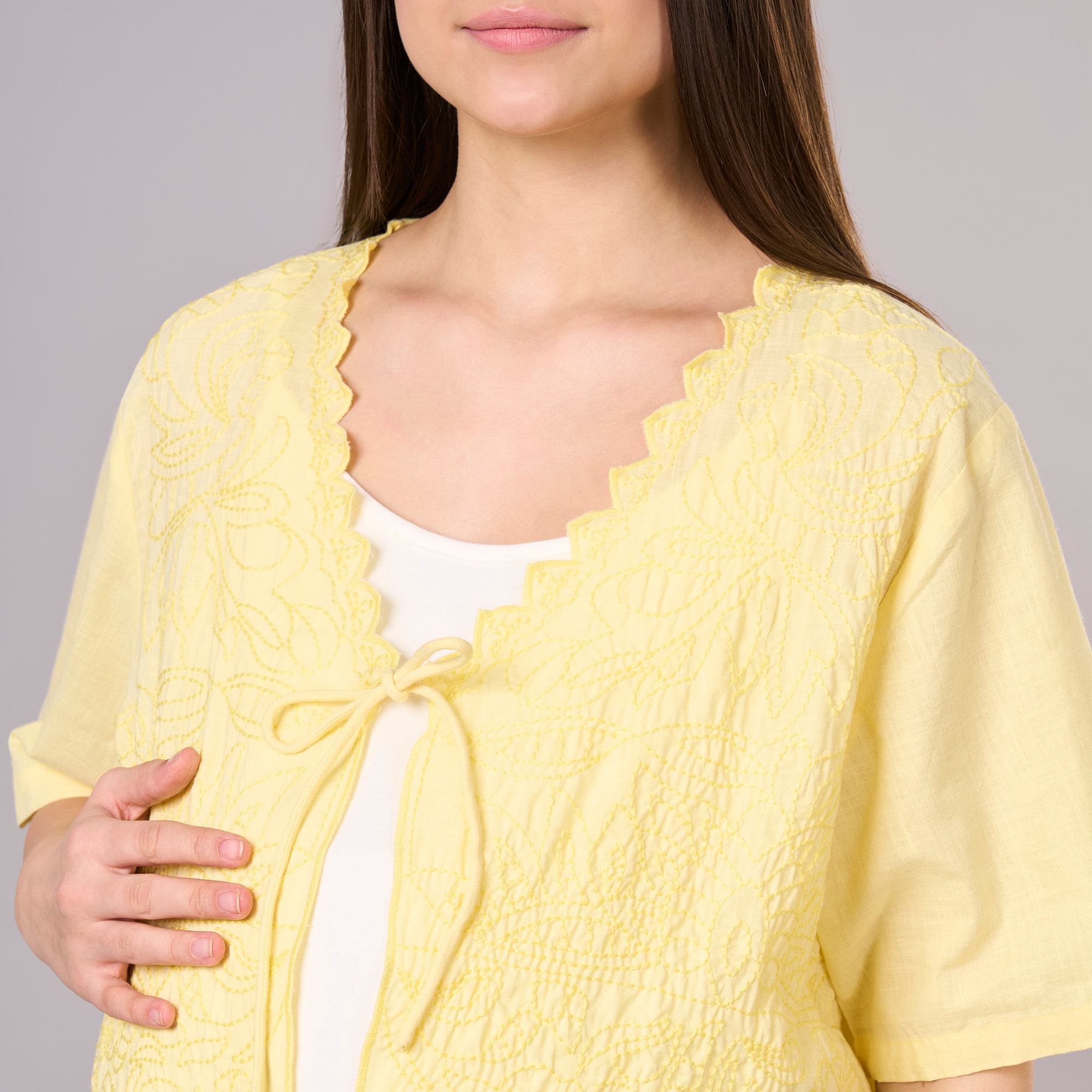 Maternity Clothing  Cord Set Embroidered Yellow