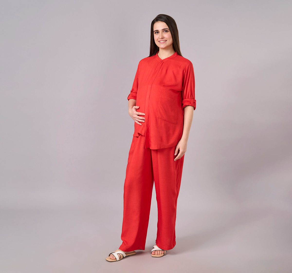 Maternity Clothing  Cord Set Solid Red