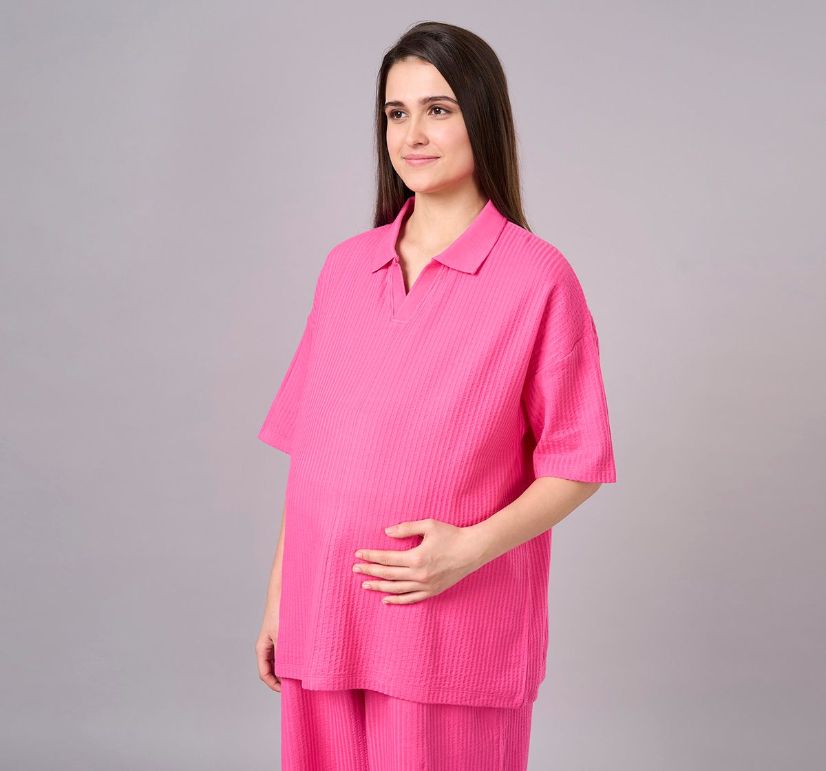 Maternity Clothing  Cord Set Solid Fuchsia