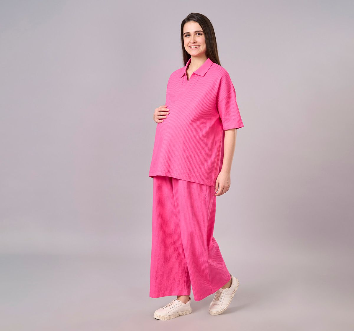 Maternity Clothing  Cord Set Solid Fuchsia