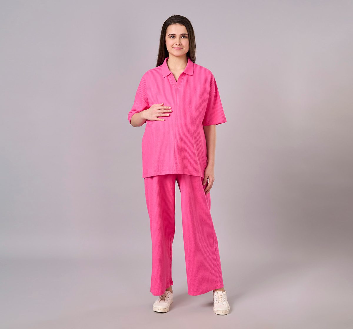Maternity Clothing  Cord Set Solid Fuchsia