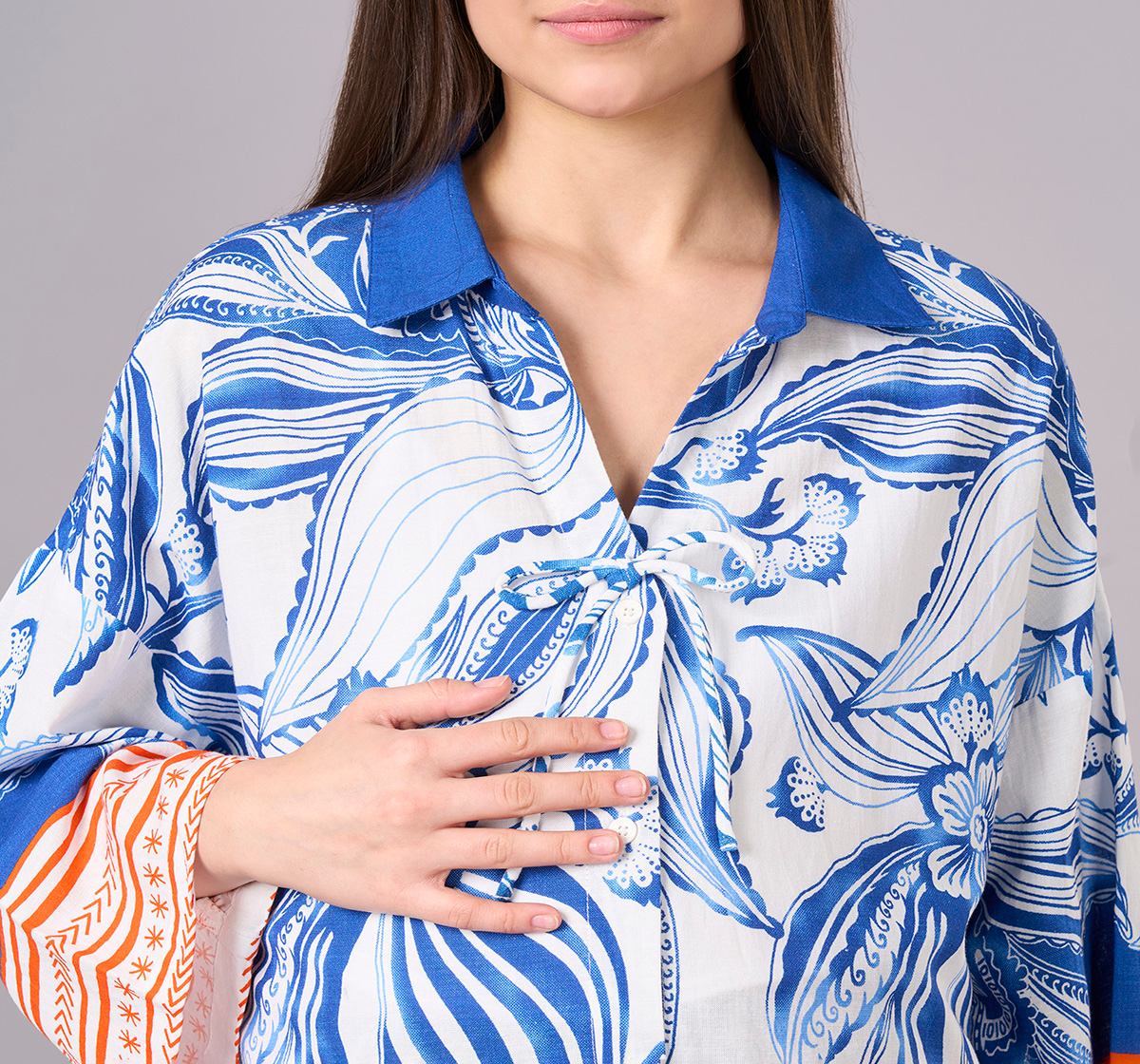 Maternity Clothing  Cord Set Printed Blue/Orange