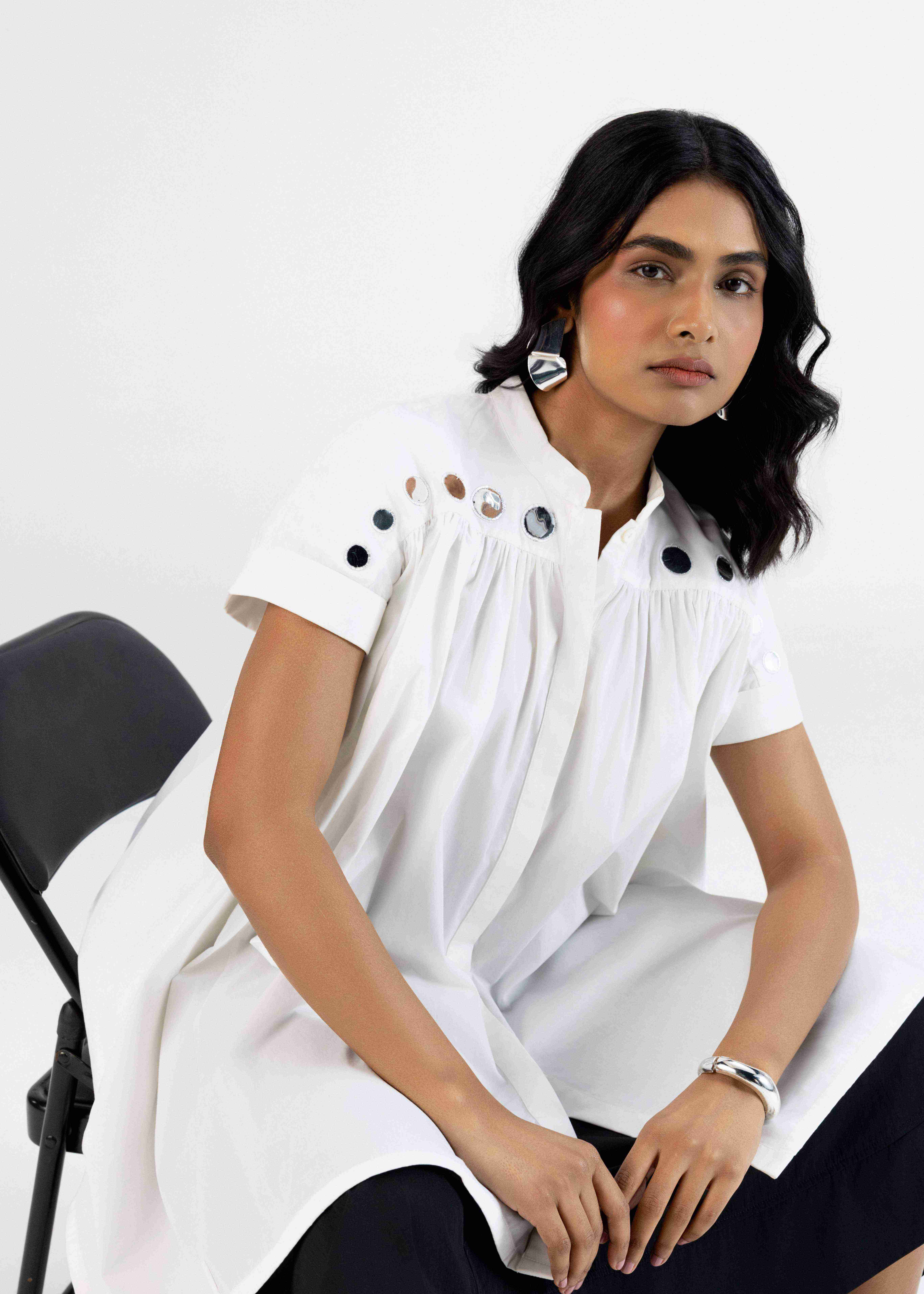 White Assymetric Shirt