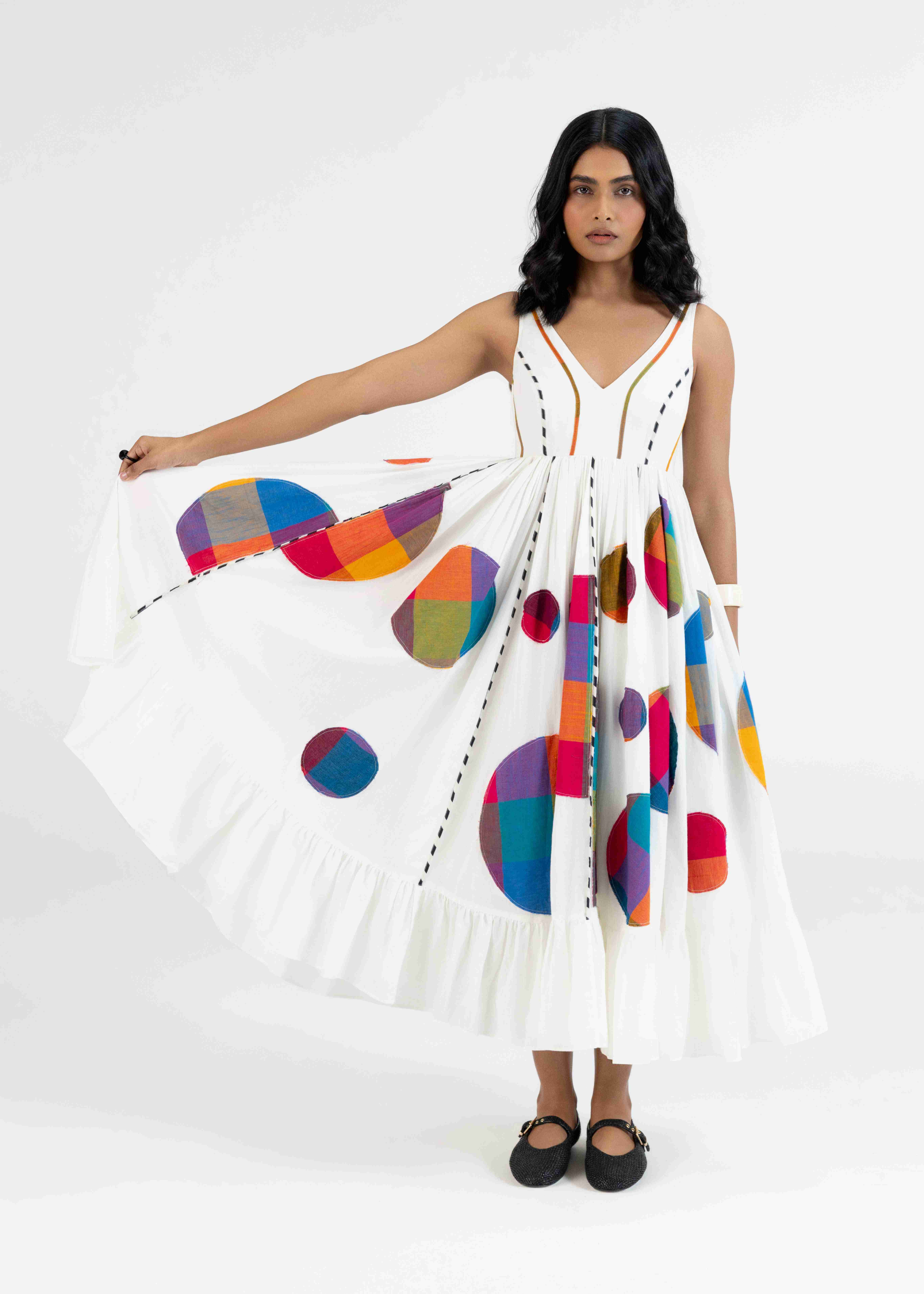 Offwhite Gathered Dress