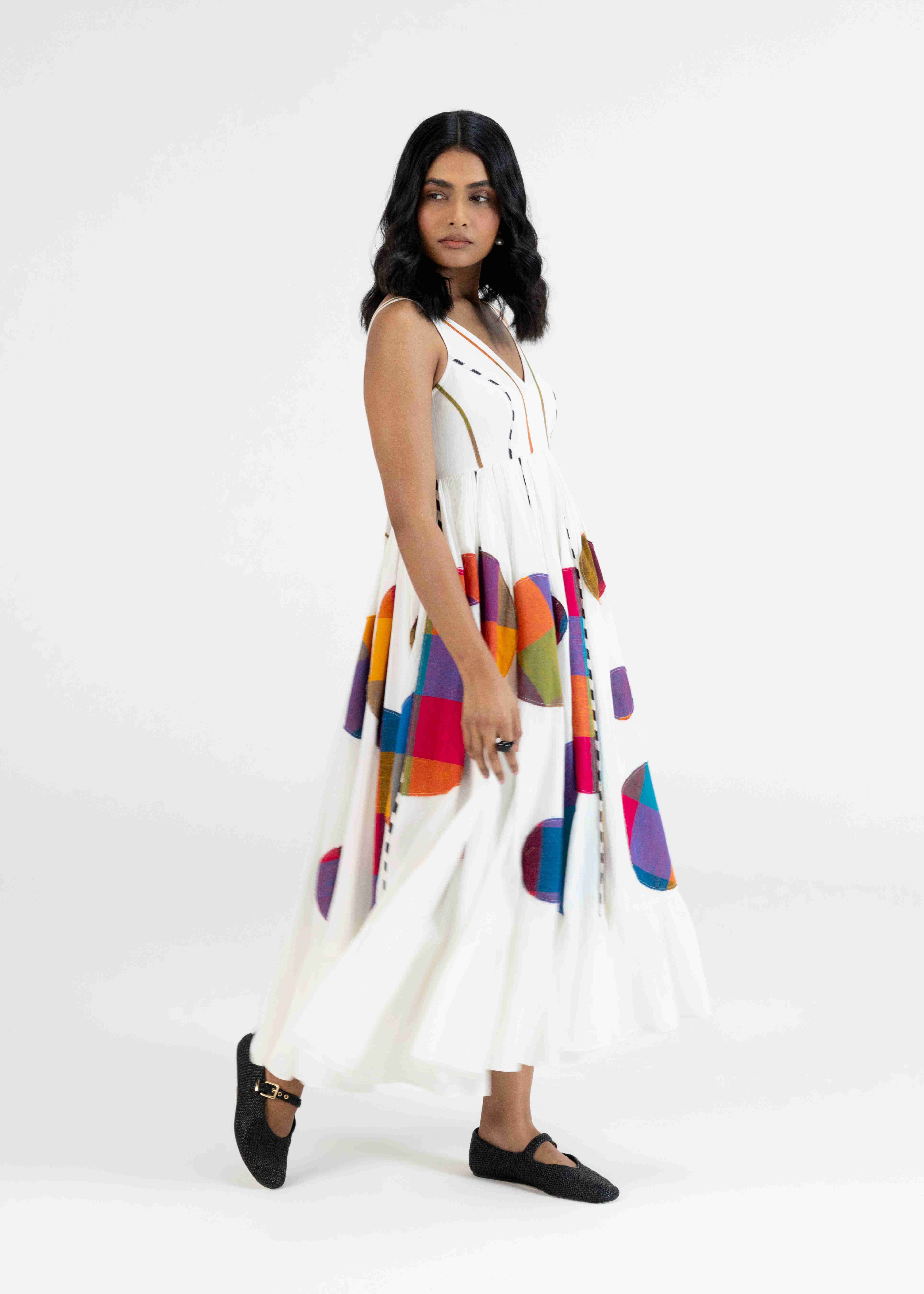 Offwhite Gathered Dress