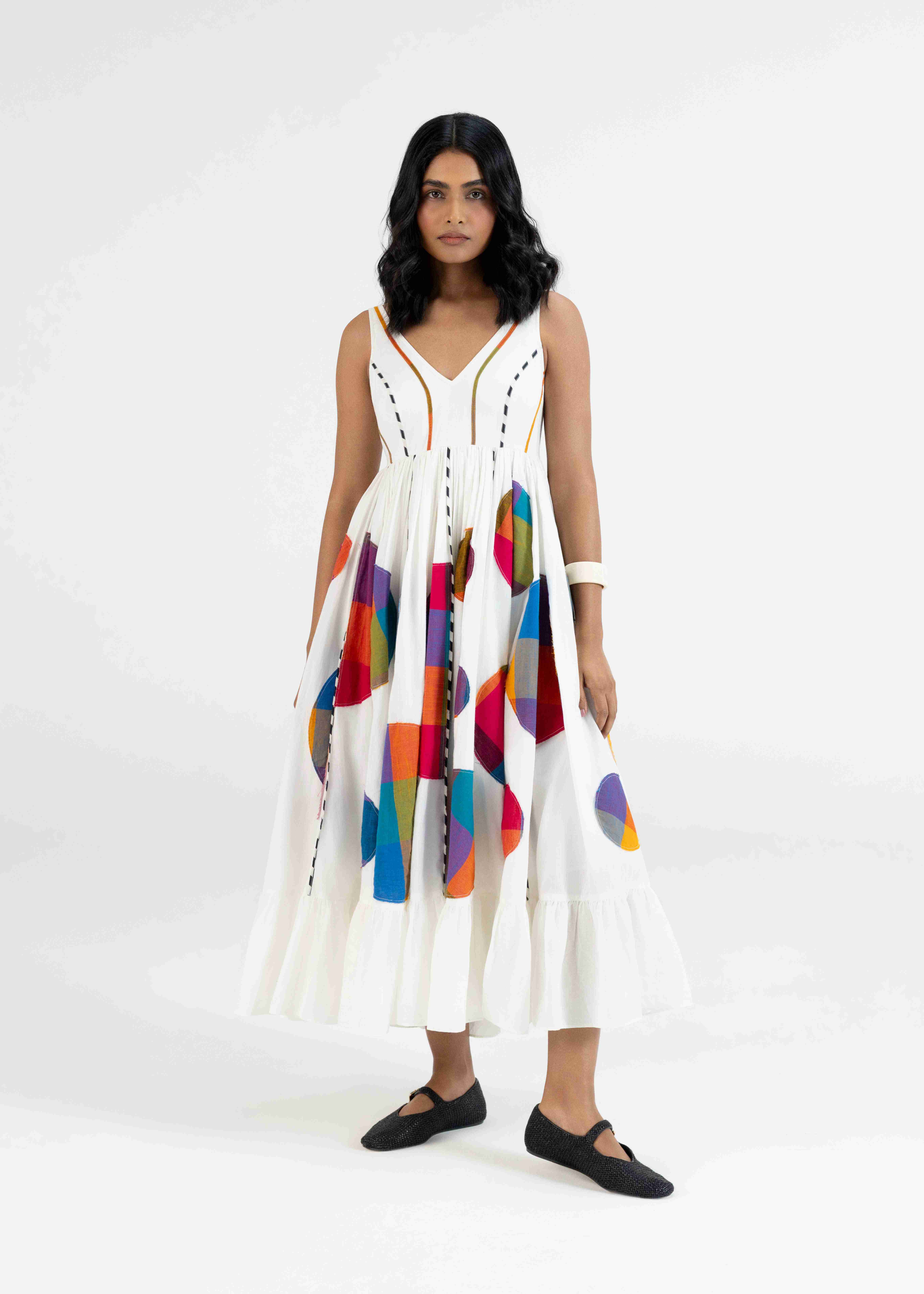 Offwhite Gathered Dress