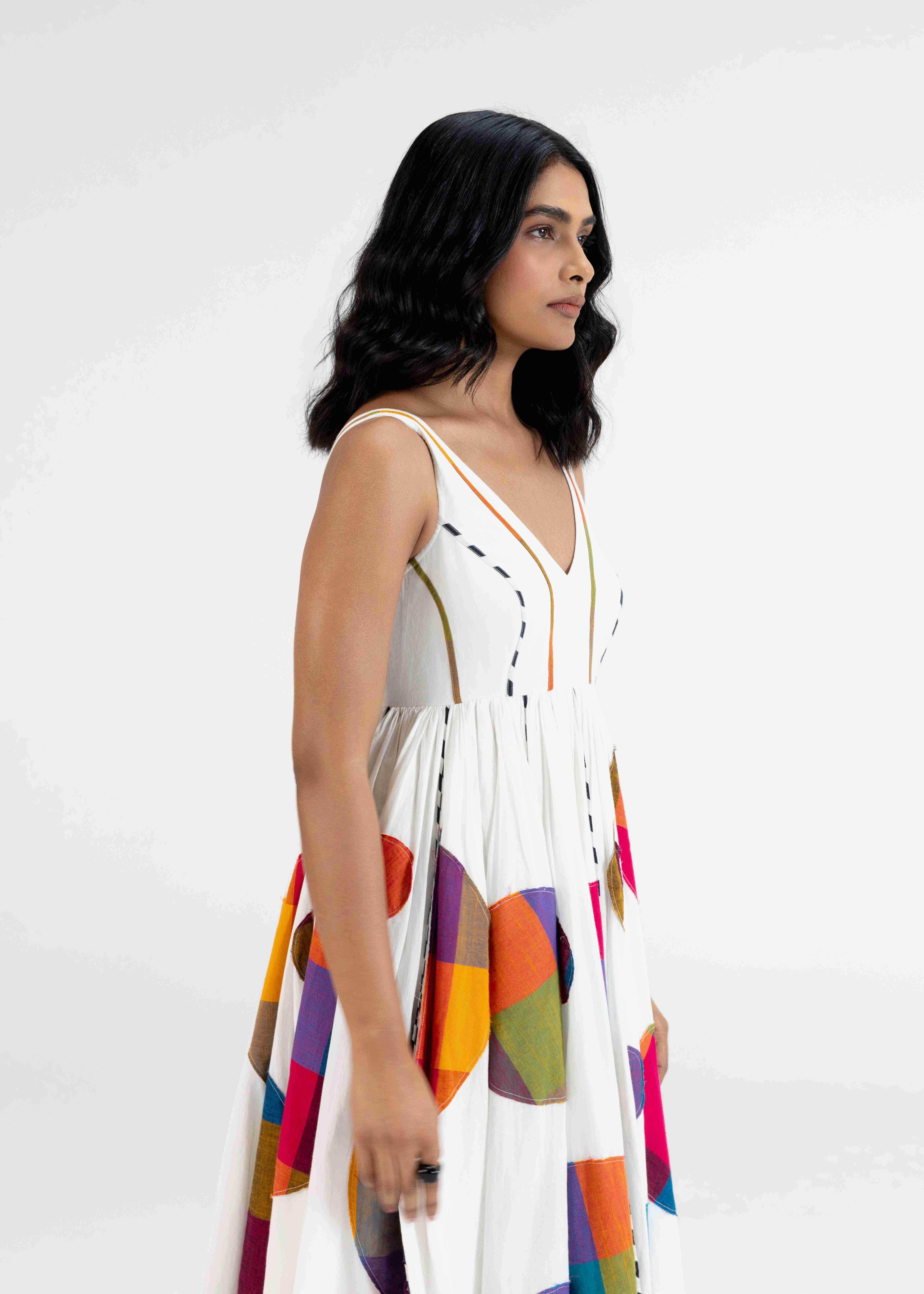 Offwhite Gathered Dress