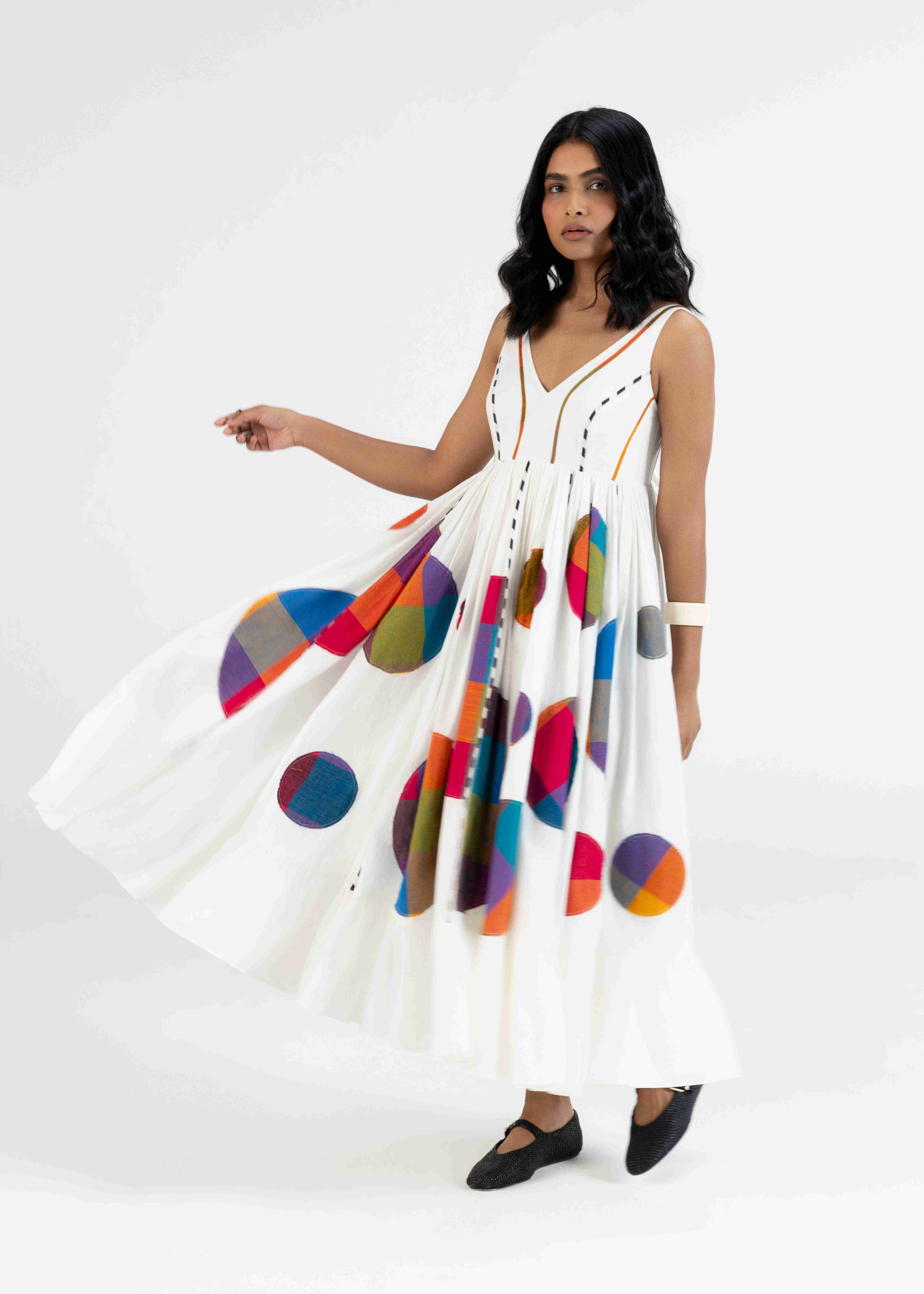 Offwhite Gathered Dress