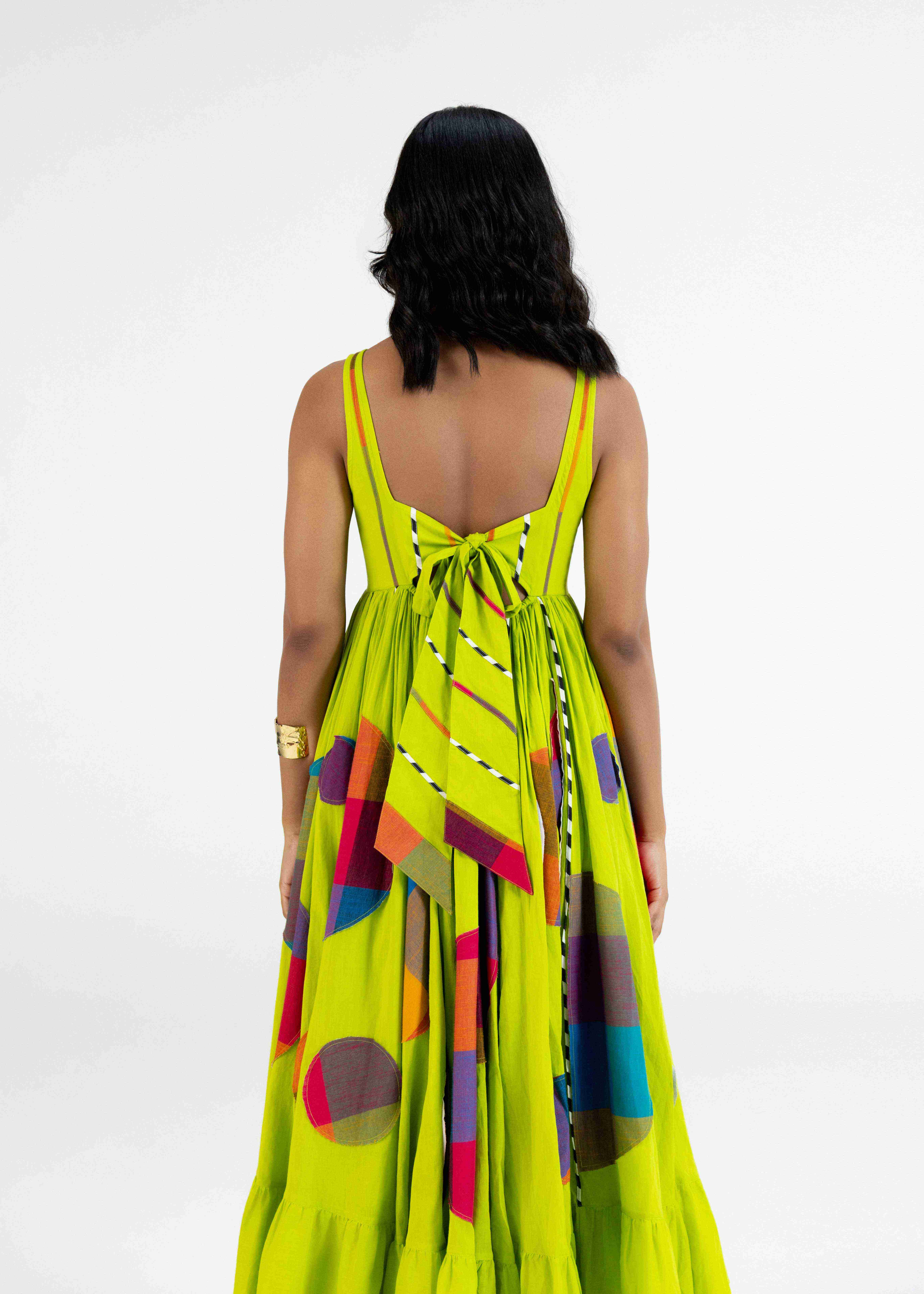 Lime Green Gathered Dress