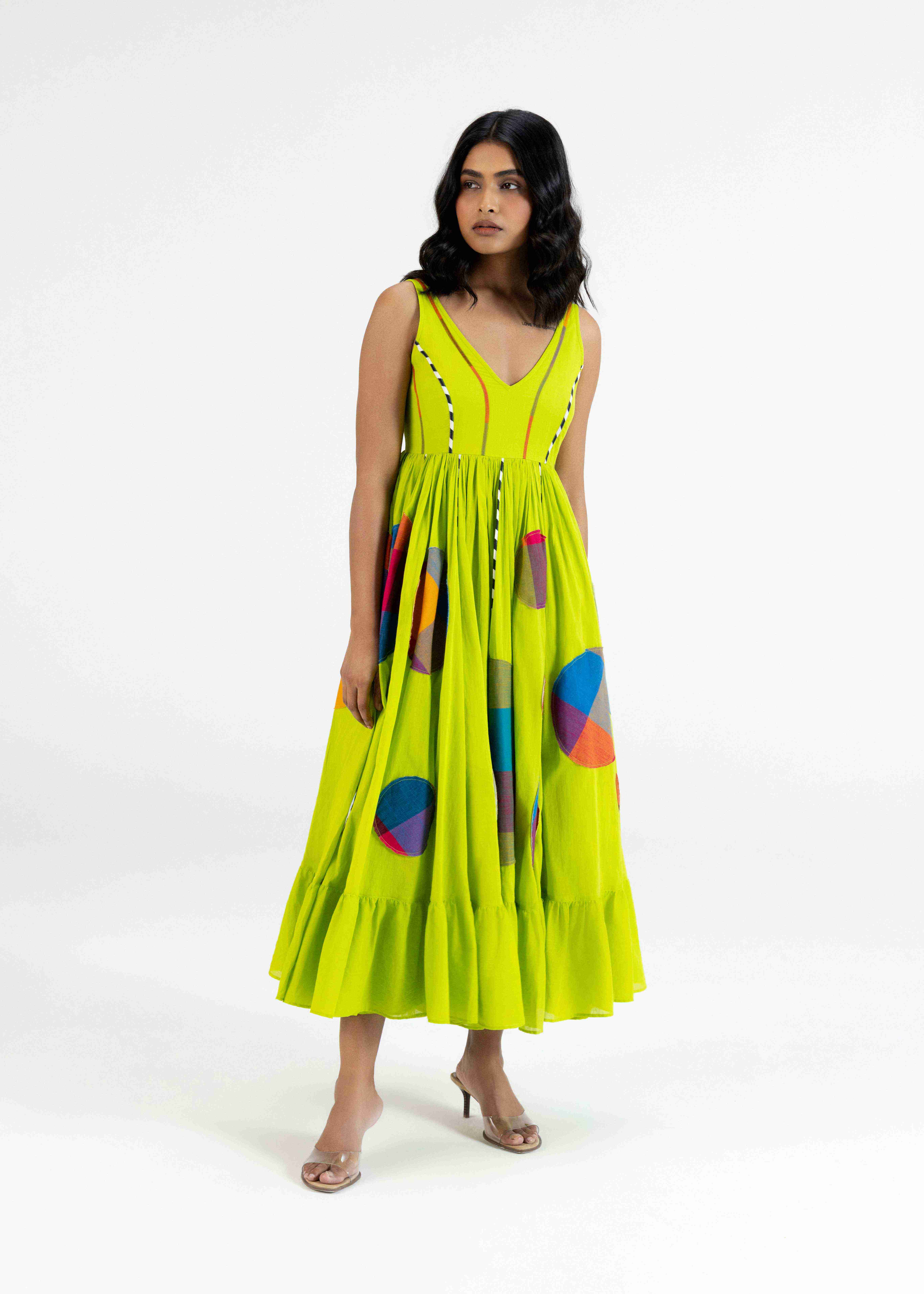 Lime Green Gathered Dress