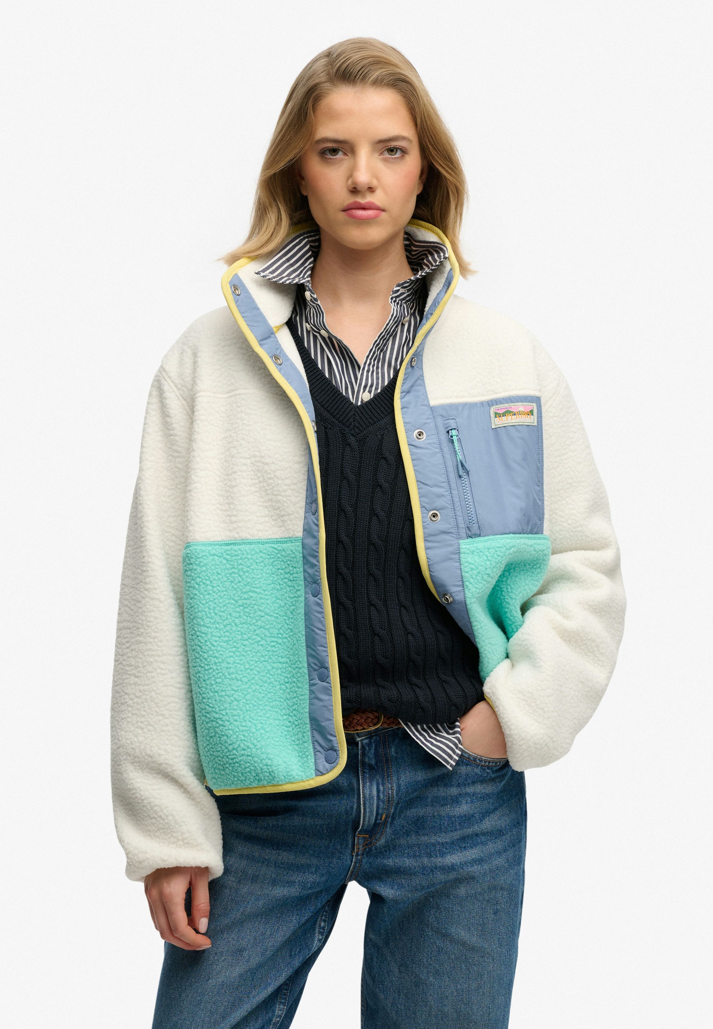 COLOUR BLOCK FLEECE JACKET