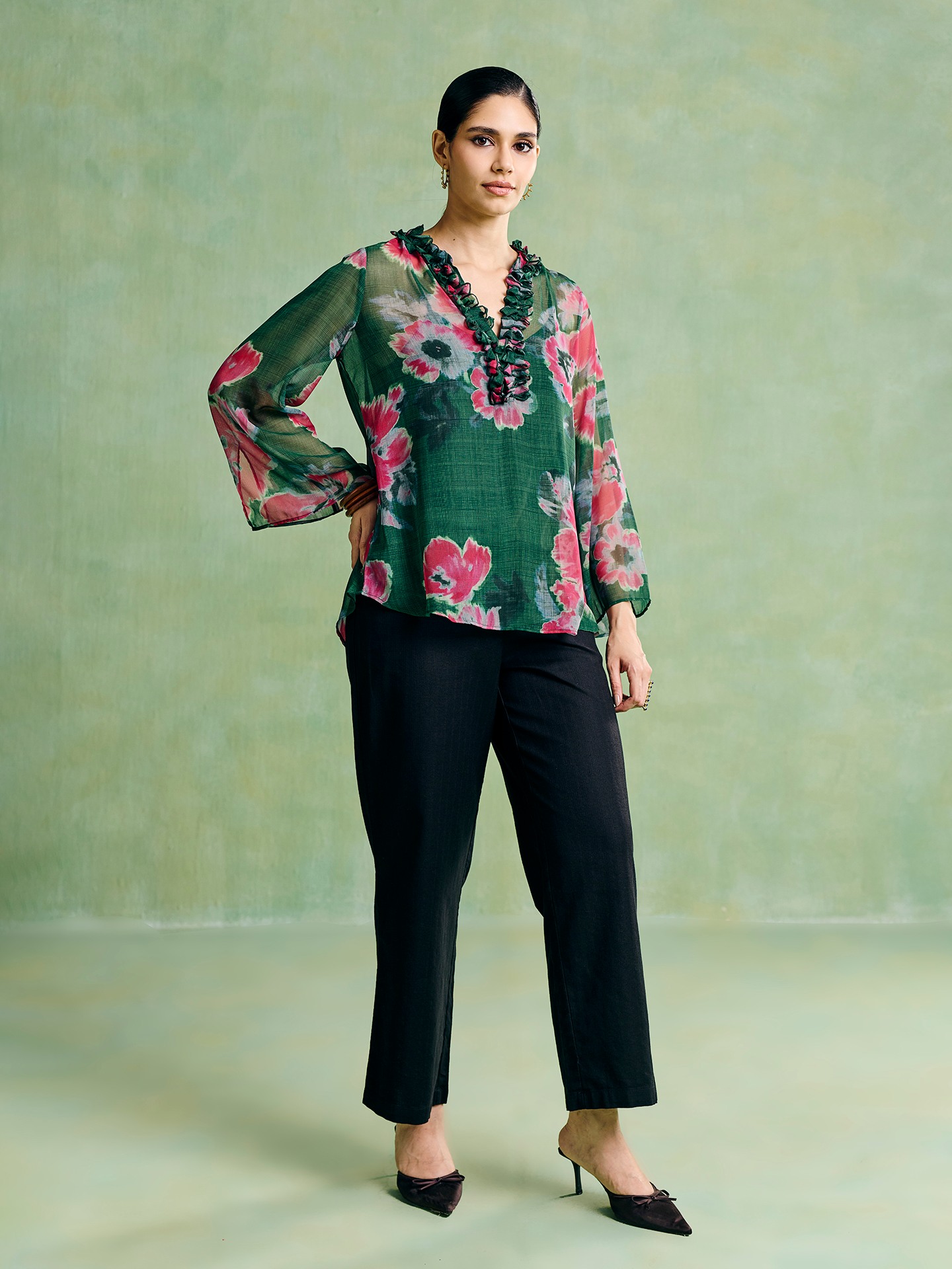 Green Dreamcatcher Short Top - AARKE RITU KUMAR