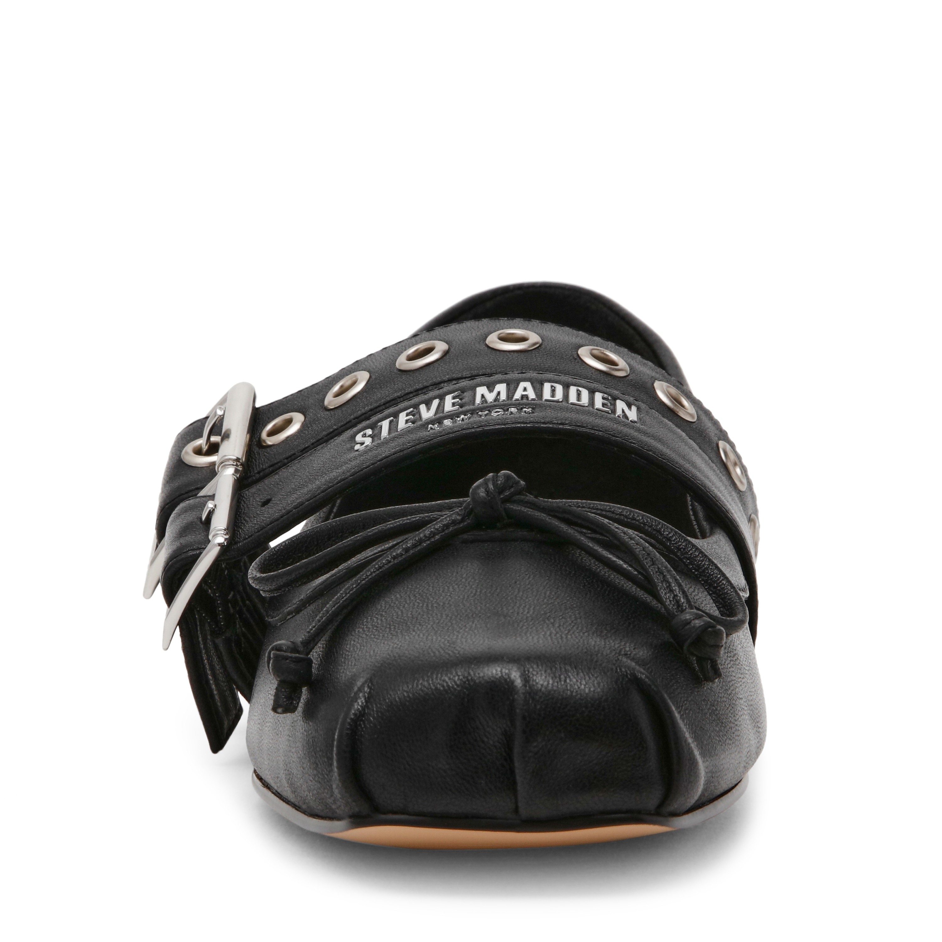 Ceara-In Black Leather Flats