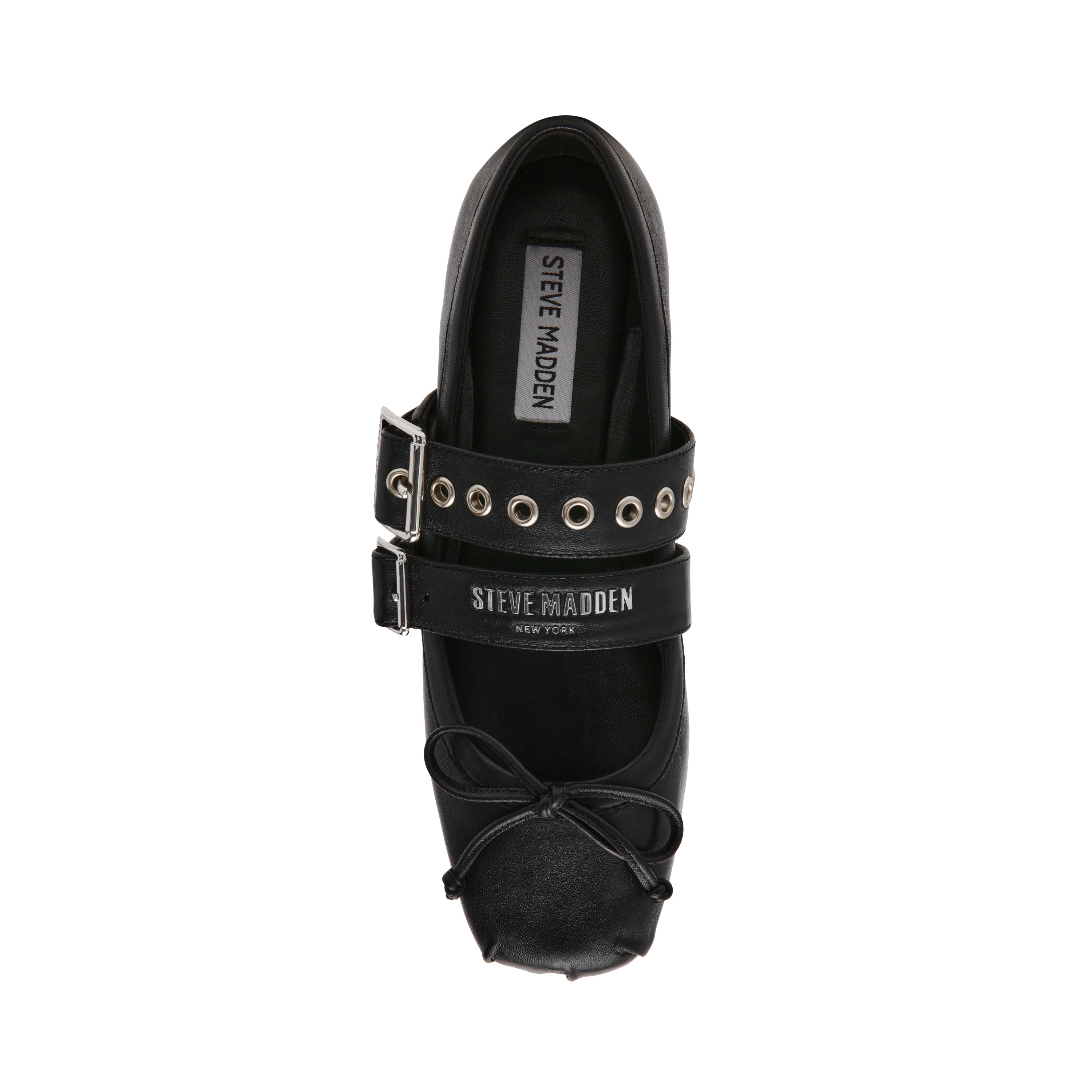 Ceara-In Black Leather Flats