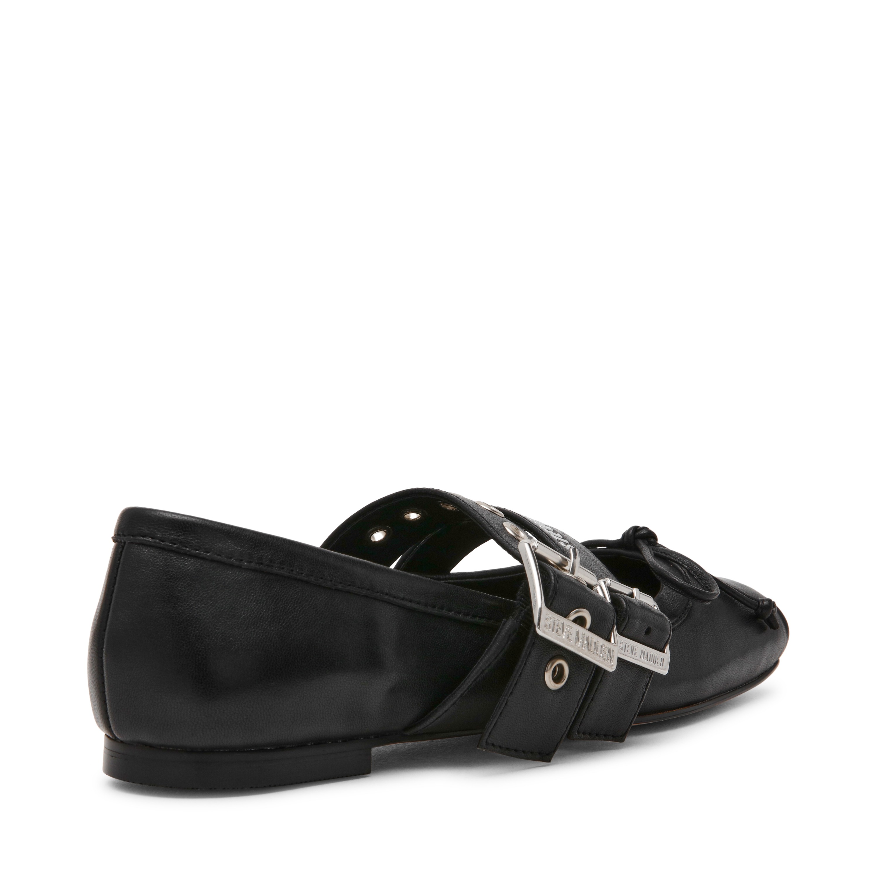 Ceara-In Black Leather Flats