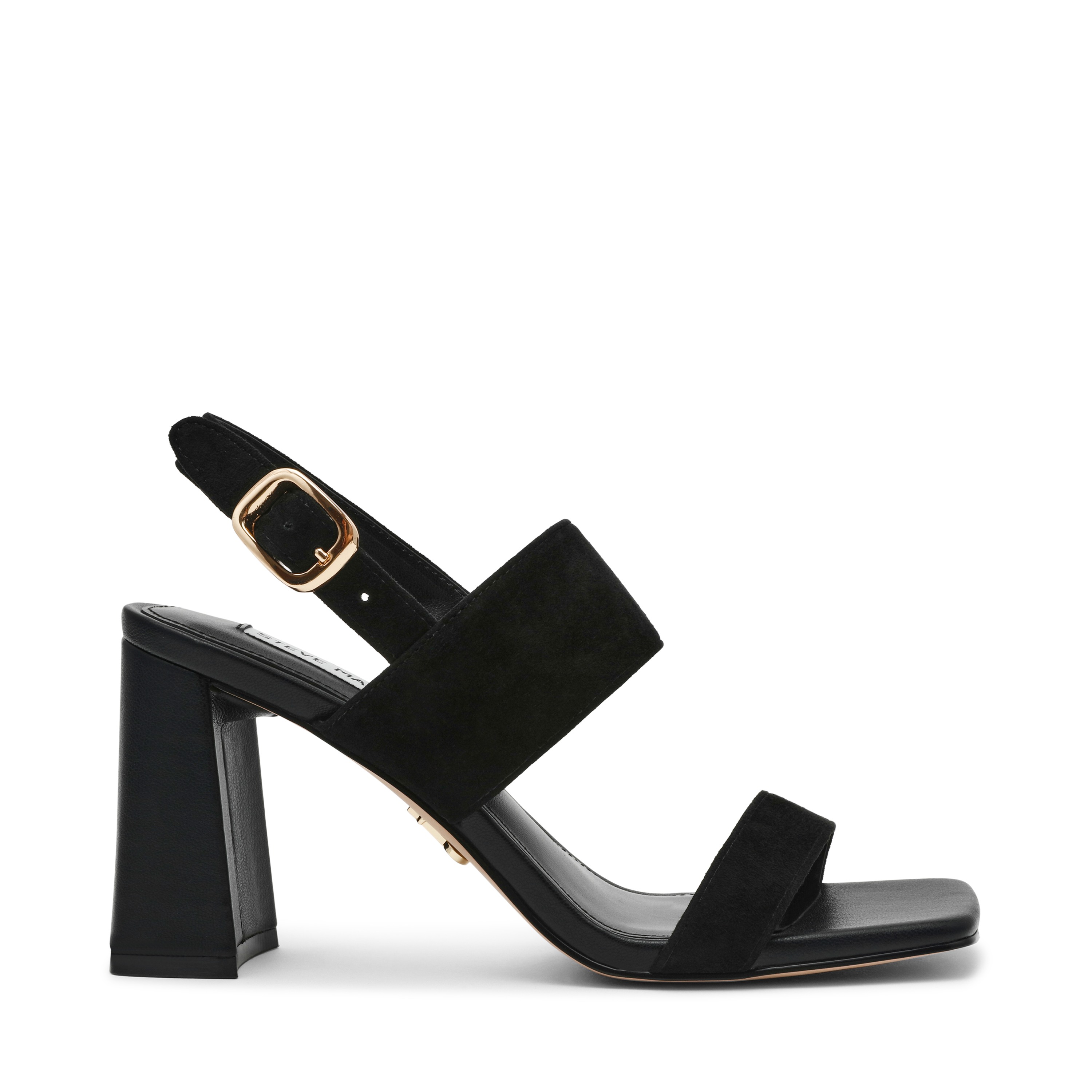 Wendie-In Black Suede Heel Sandals
