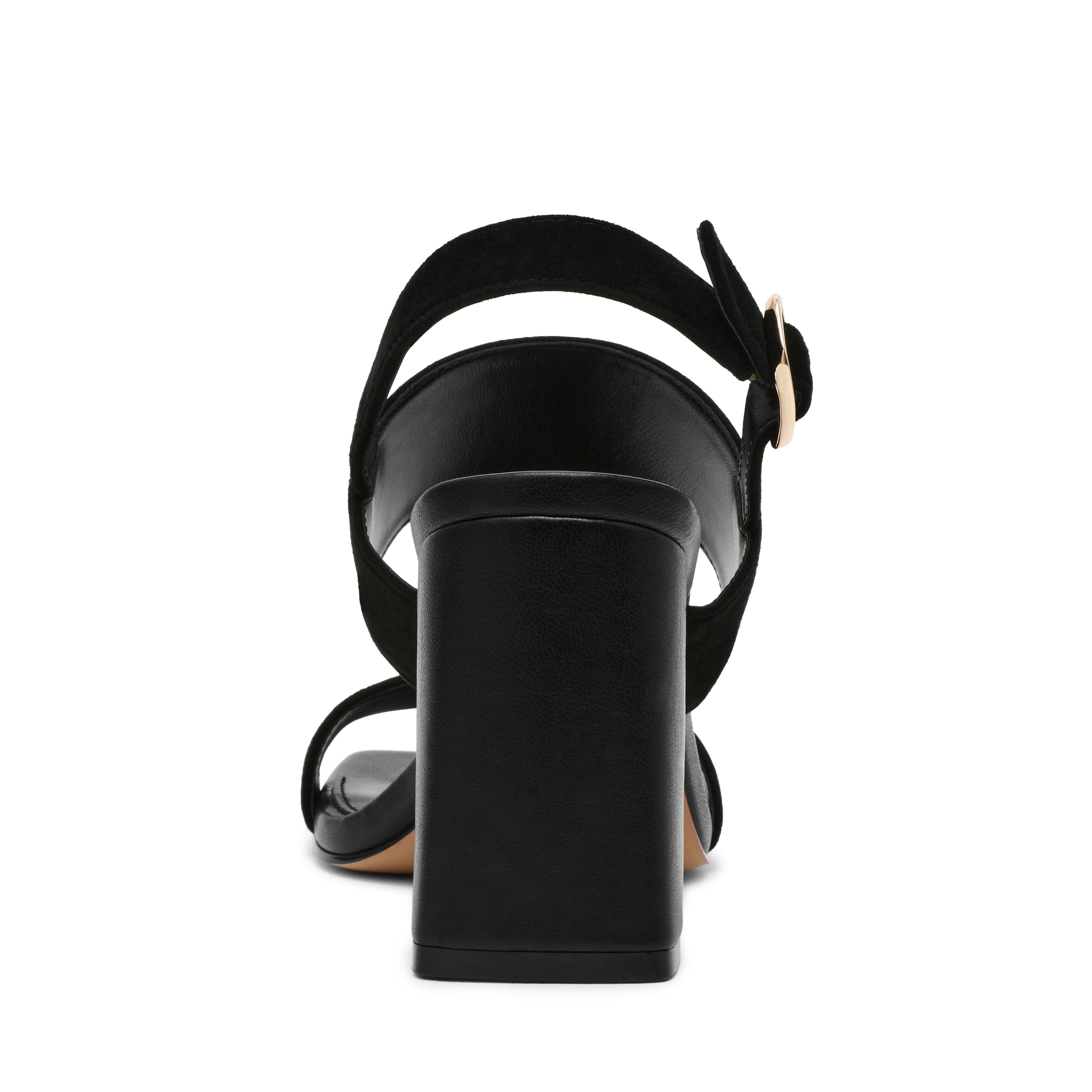 Wendie-In Black Suede Heel Sandals