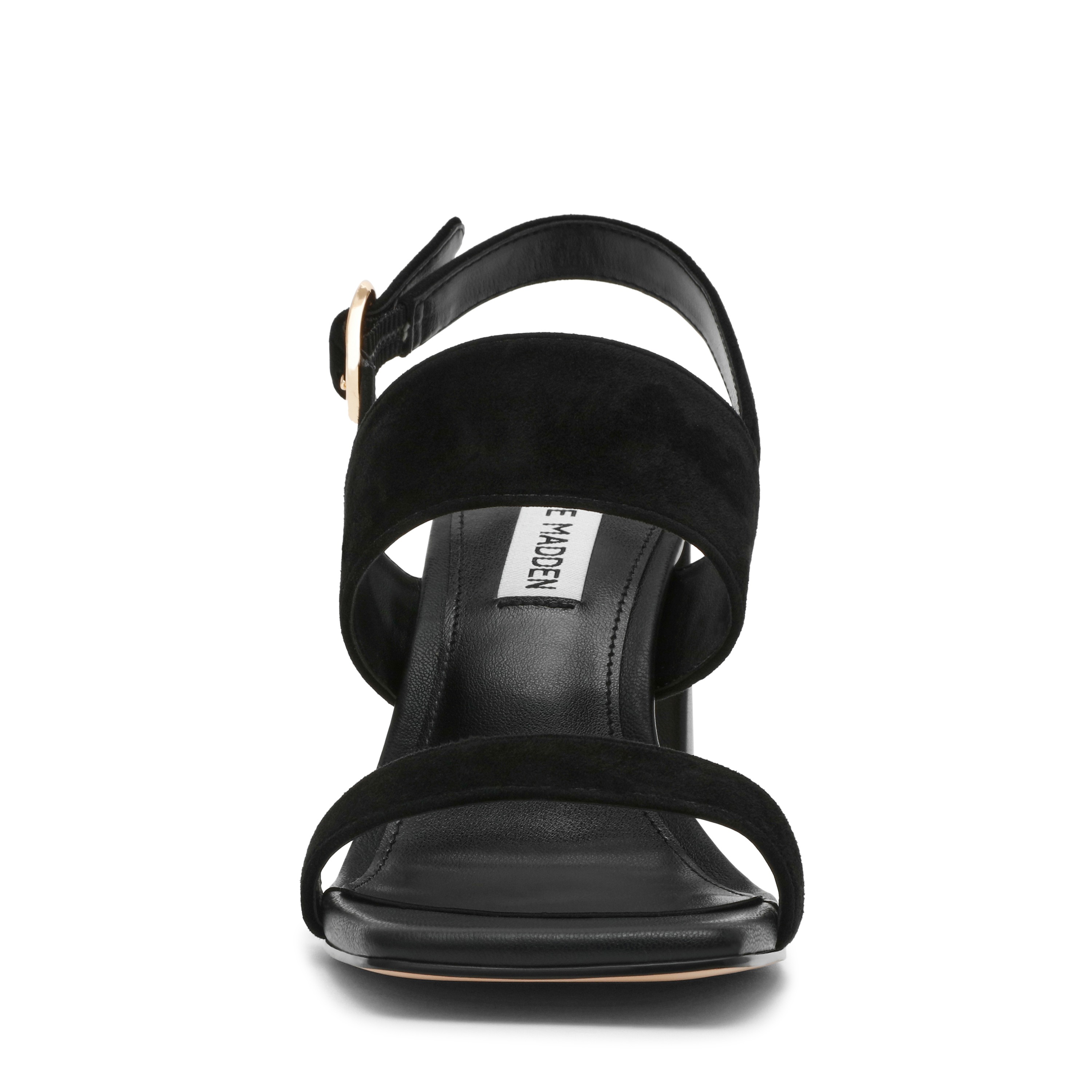Wendie-In Black Suede Heel Sandals