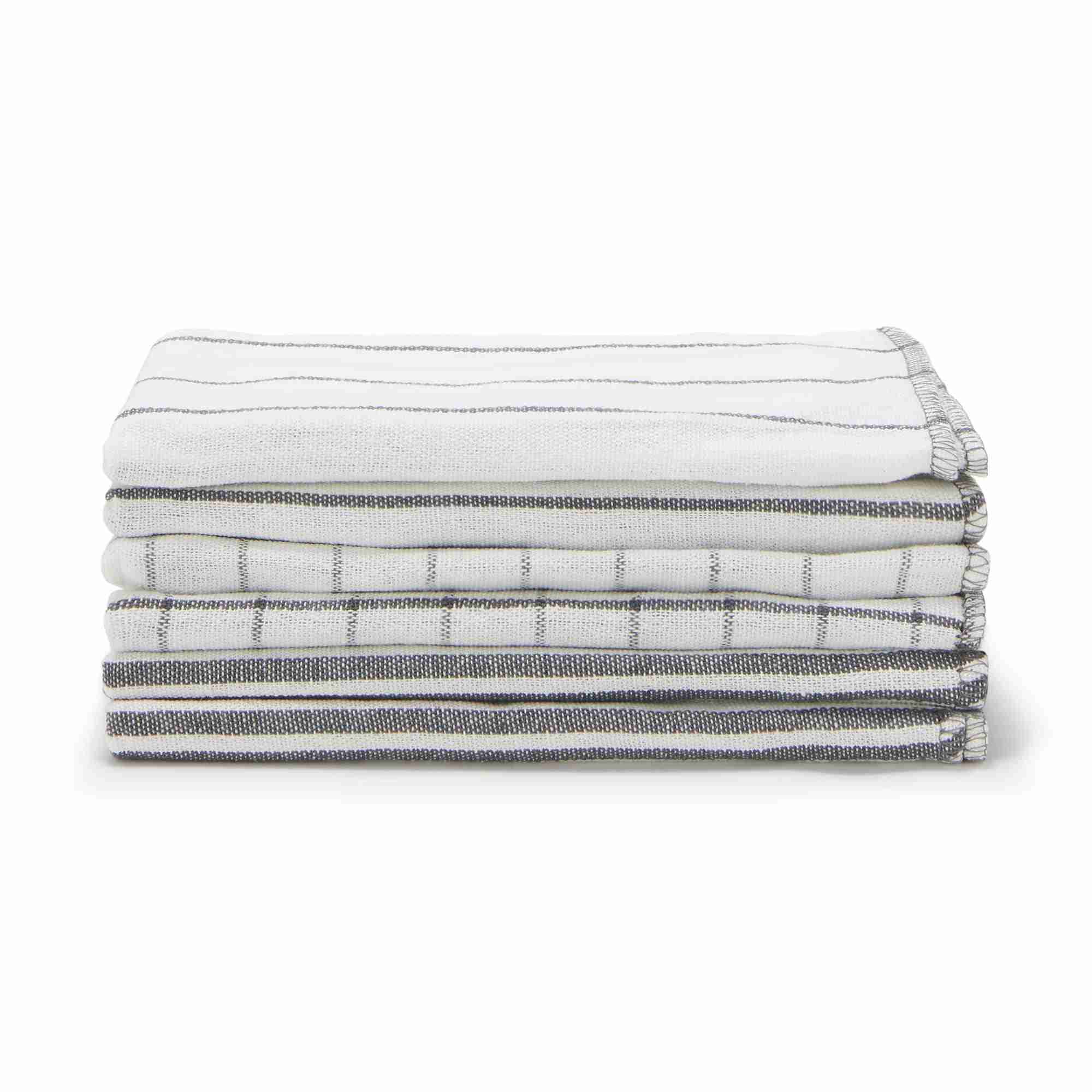 Indian cotton Yarn-dyed kitchen cloth Set of 6/Charcoal grey