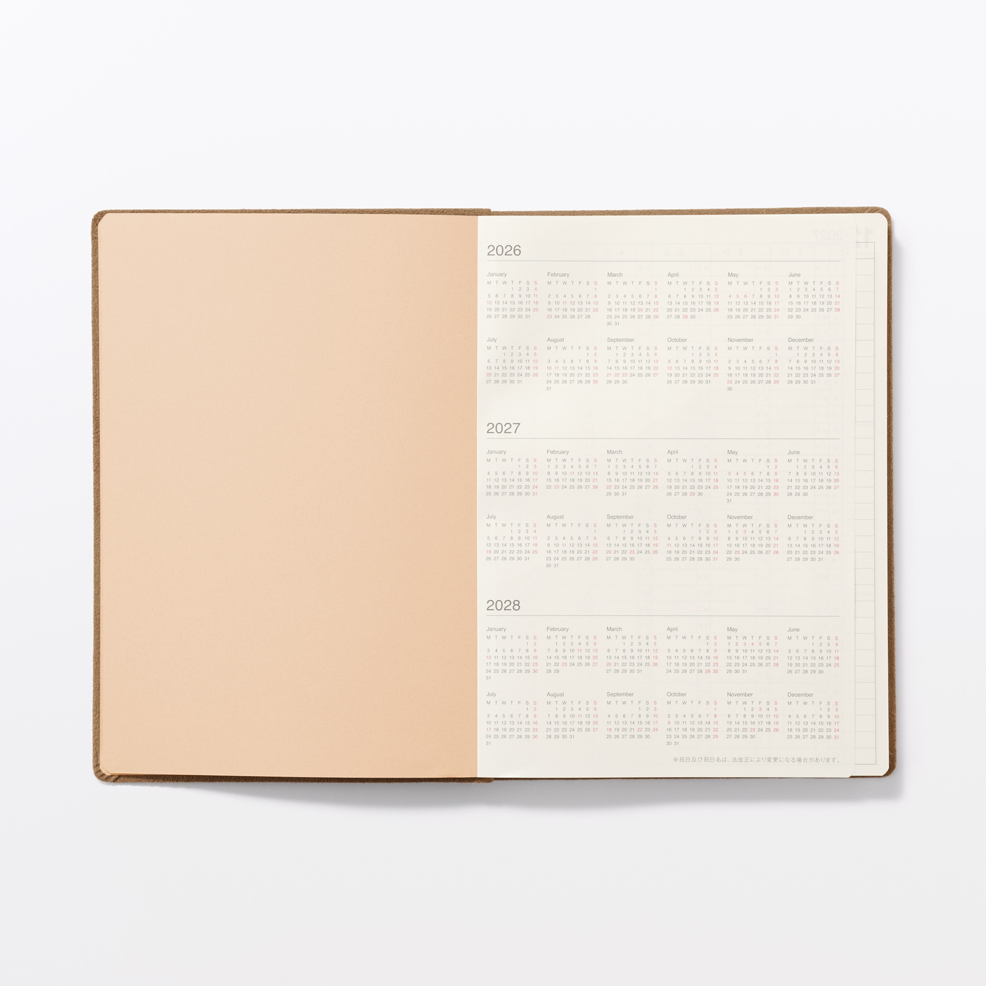 Faux suede Monday start Month/Weekly planner From Dec. 2026