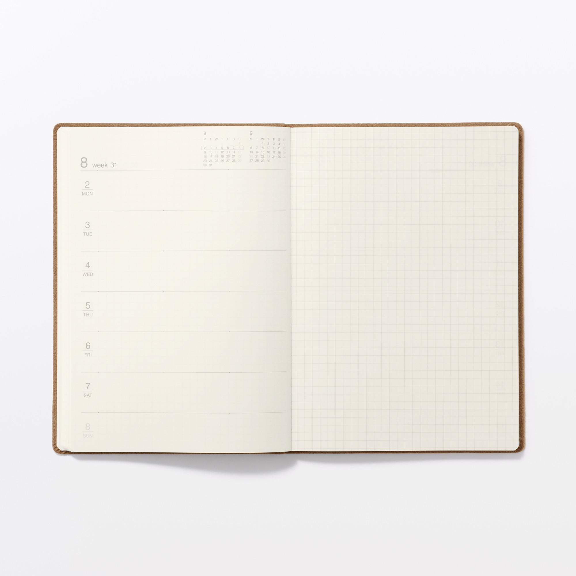 Faux suede Monday start Month/Weekly planner From Dec. 2026
