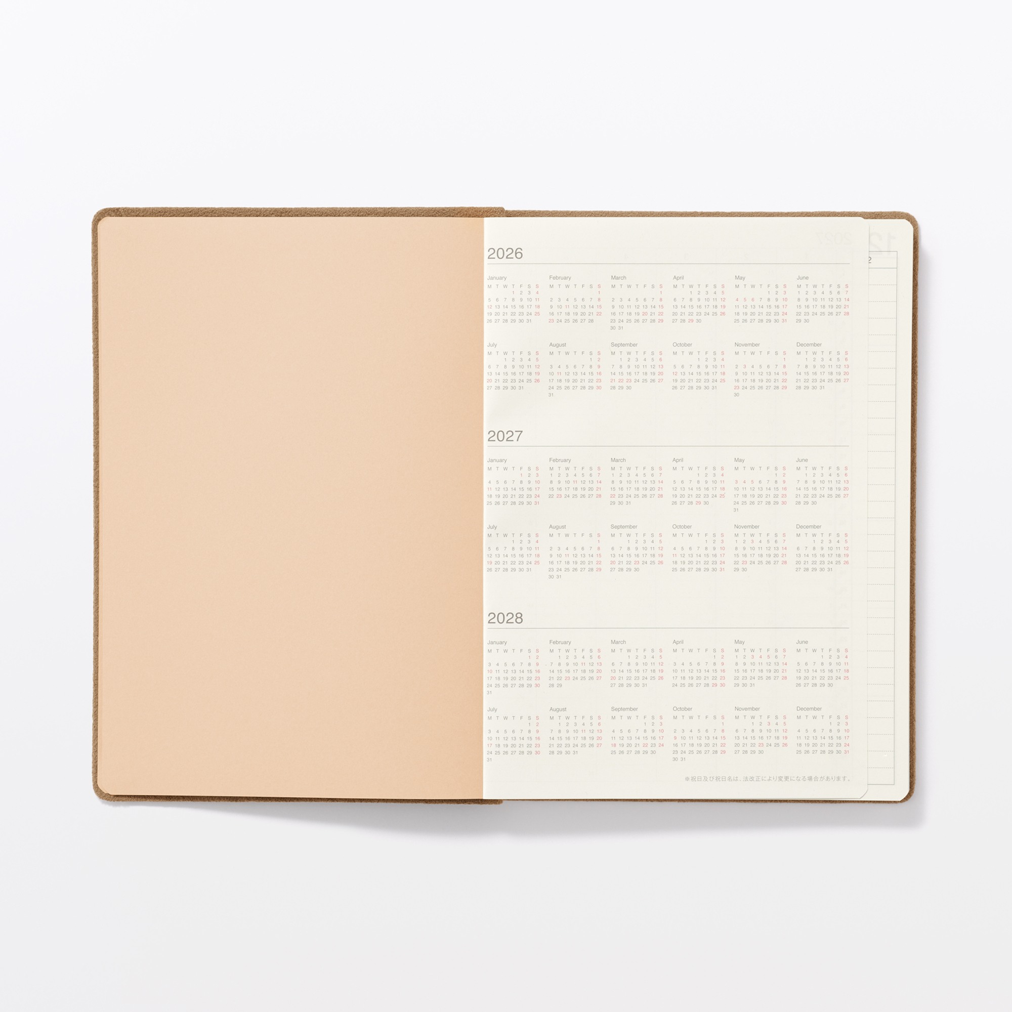Faux suede Monday start Month/Weekly planner From Dec. 2026