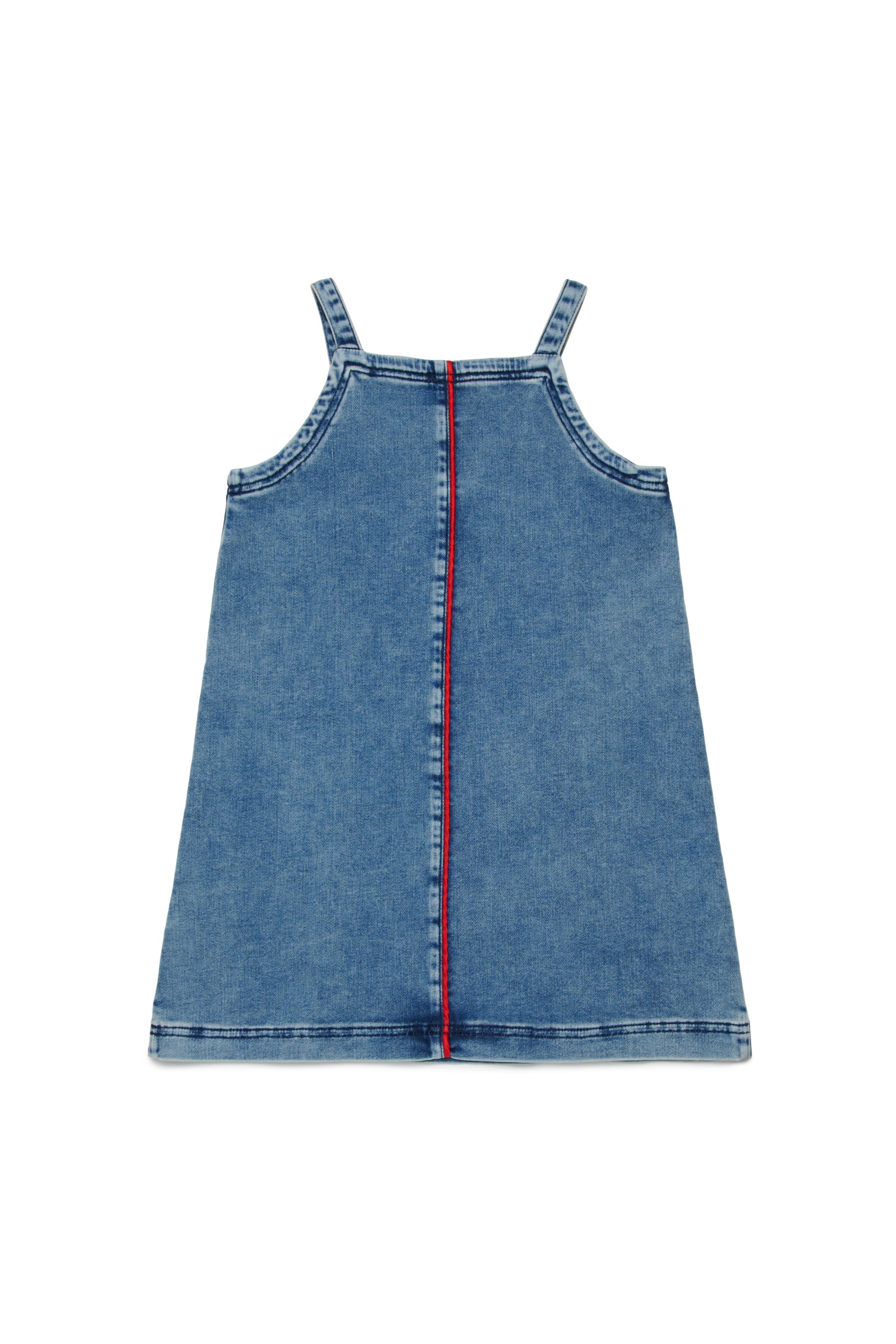 Blue Denim dress with contrast piping