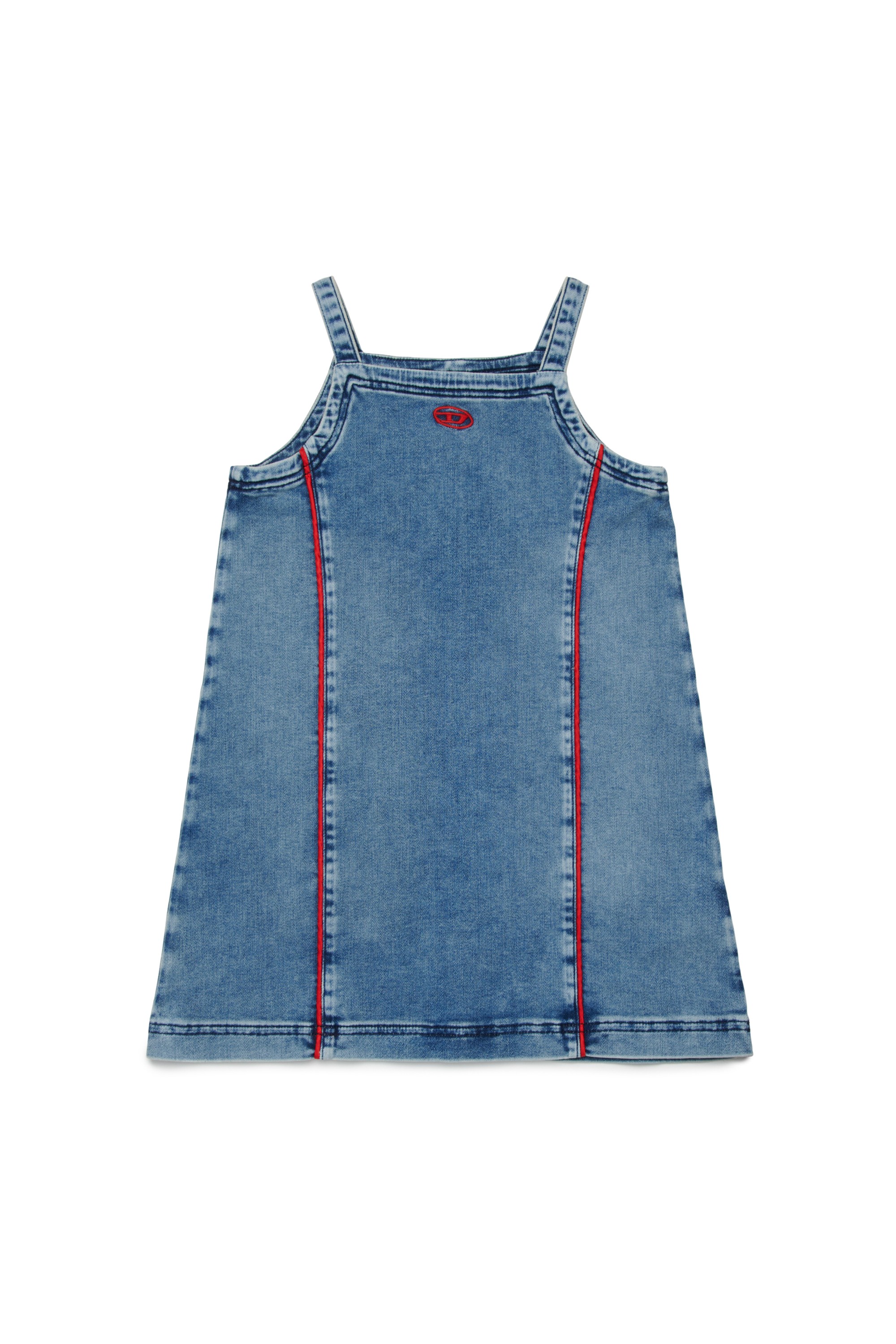 Blue Denim dress with contrast piping