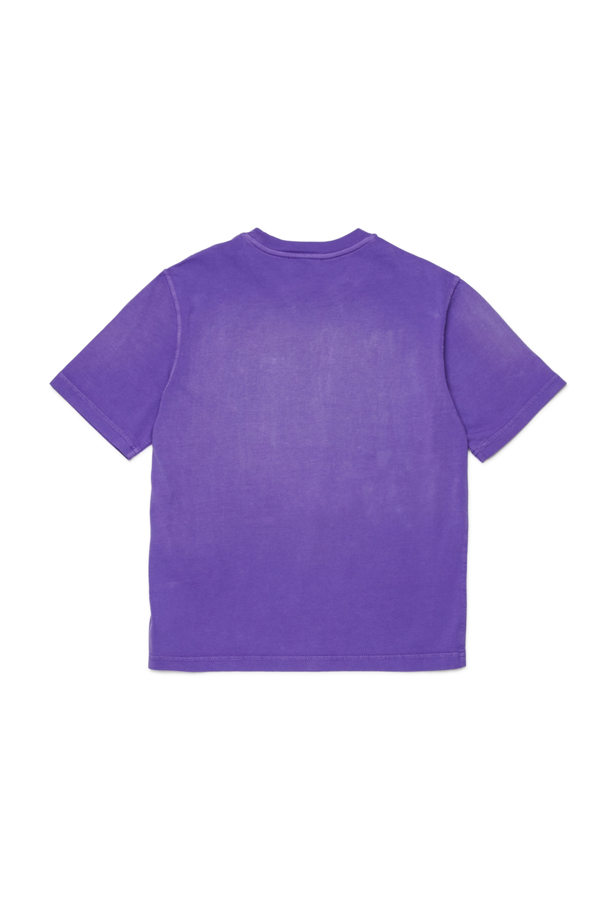 Violet Cotton T-shirt with flocked Diesel graphic print