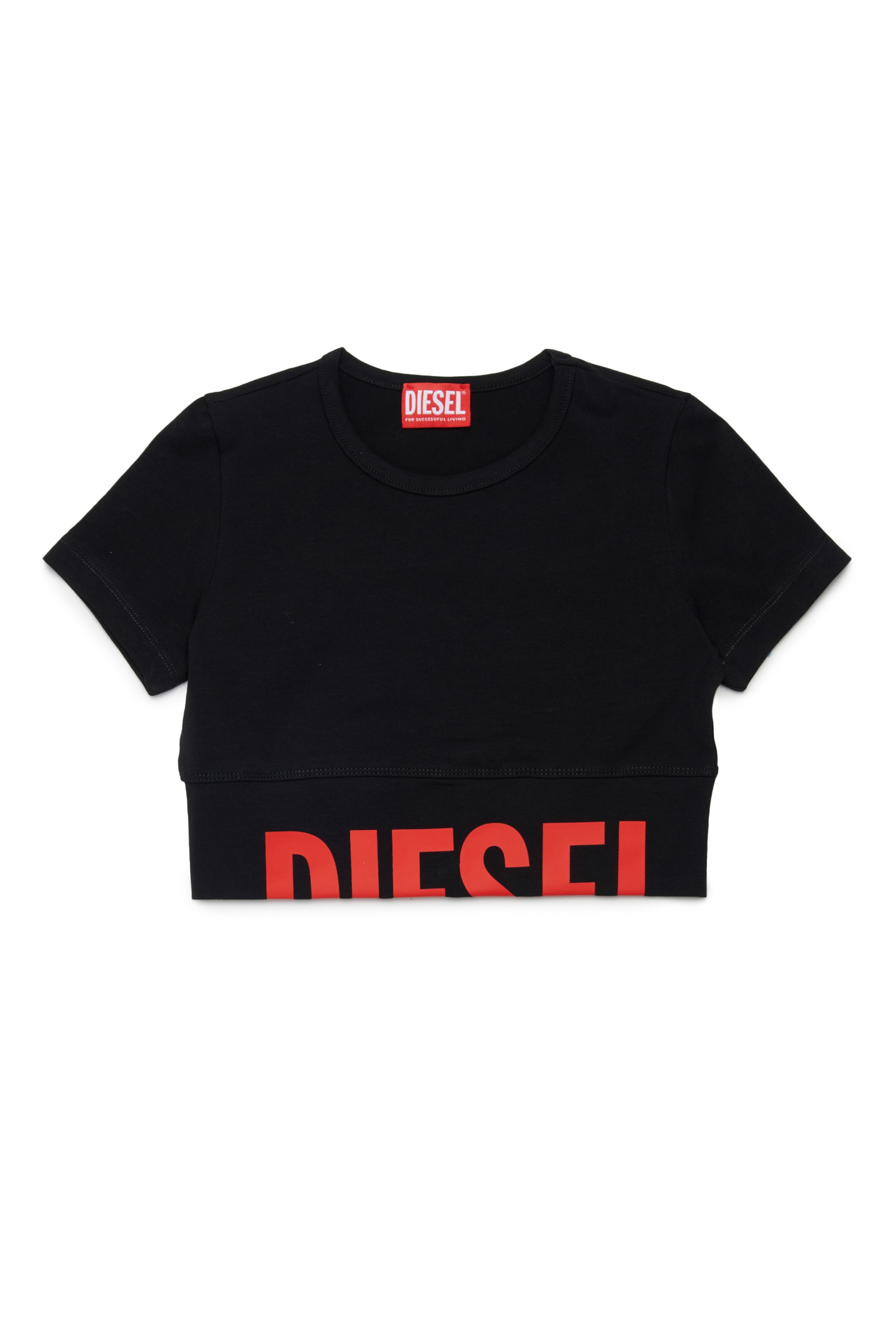 Black Crop top with cut-off logo