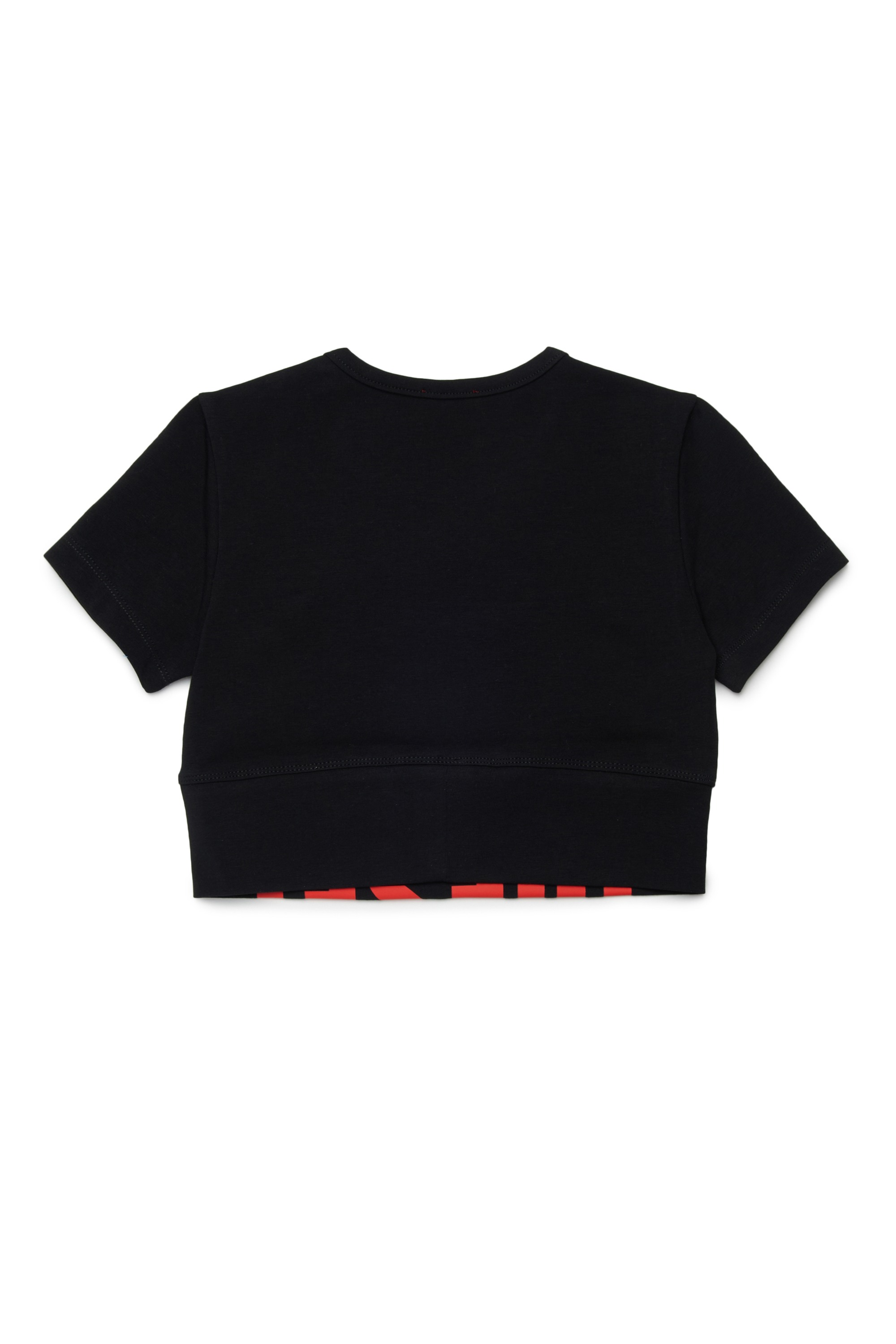 Black Crop top with cut-off logo