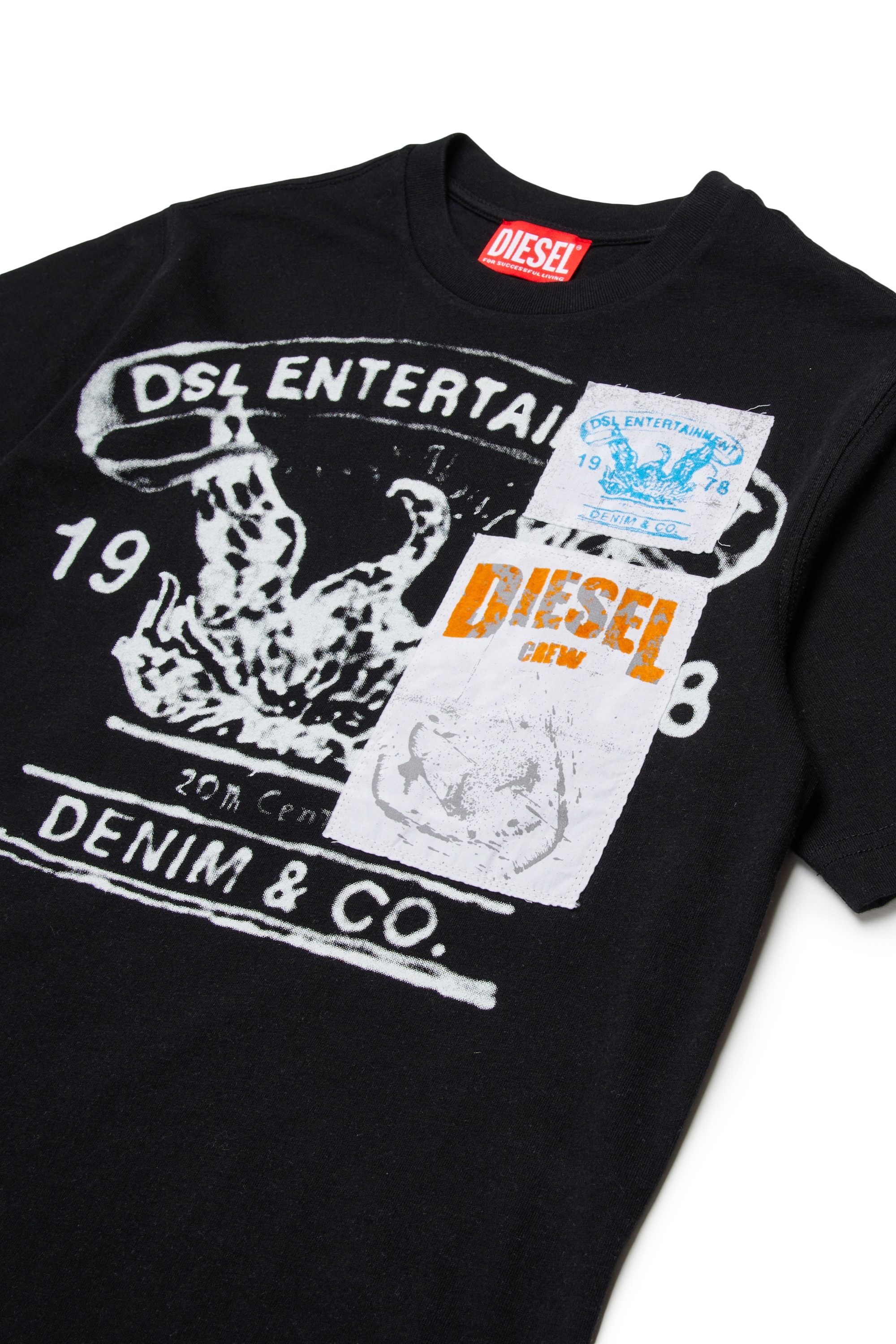 Black T-shirt with vintage-style print
